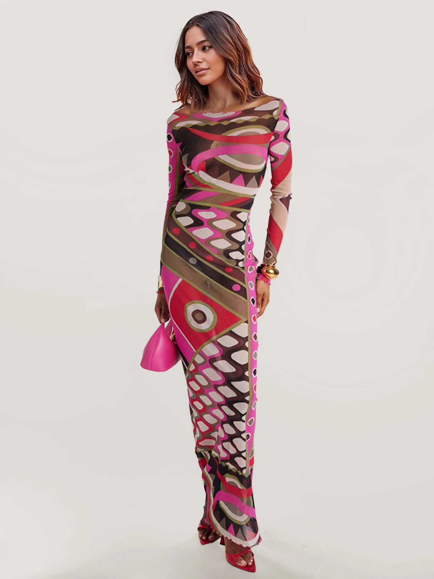 Bohemian-Inspired Abstract Print Maxi Dress - XPRESSC