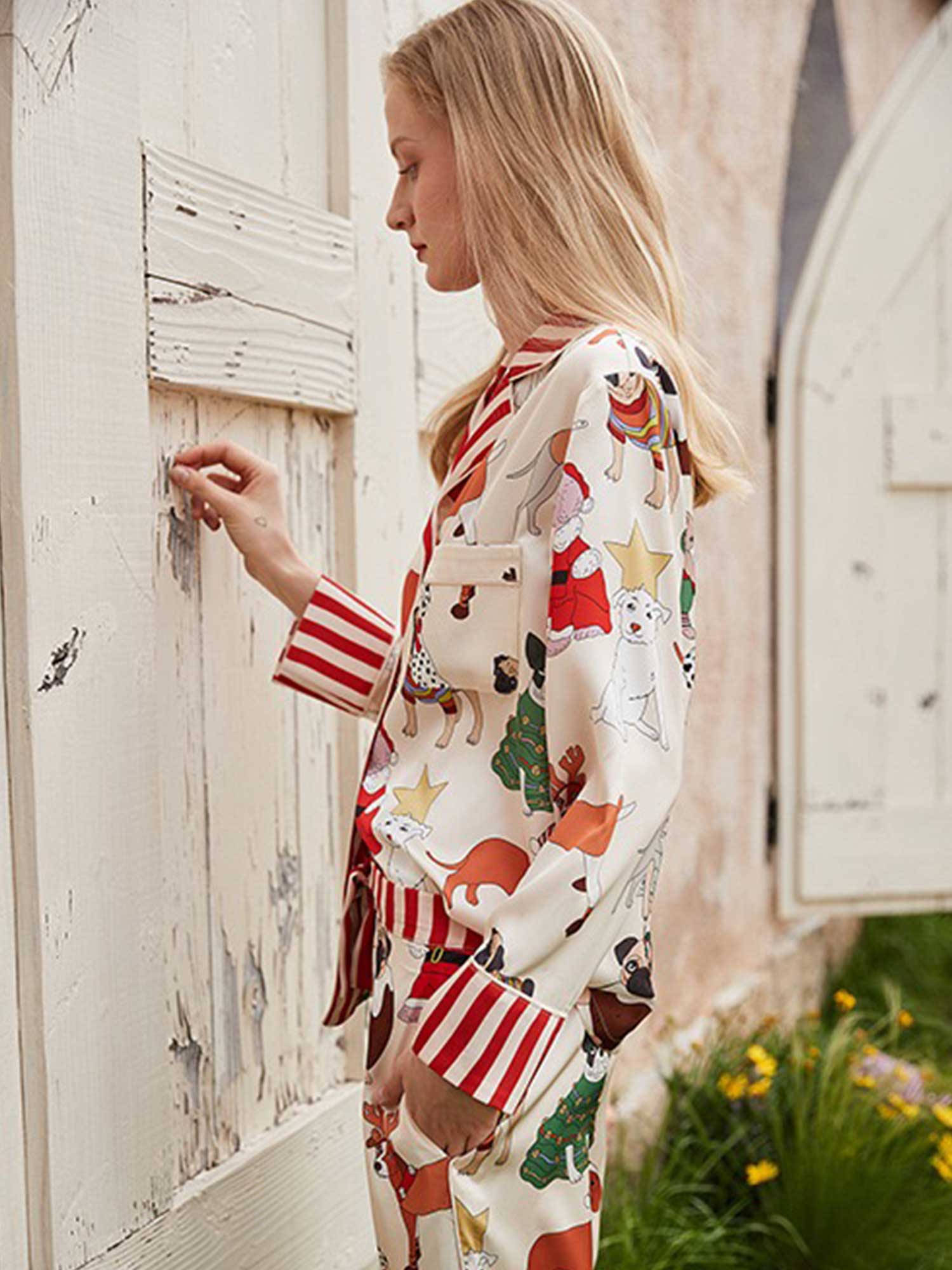 Cartoon Dog Print Long Pajama Set - XPRESSC