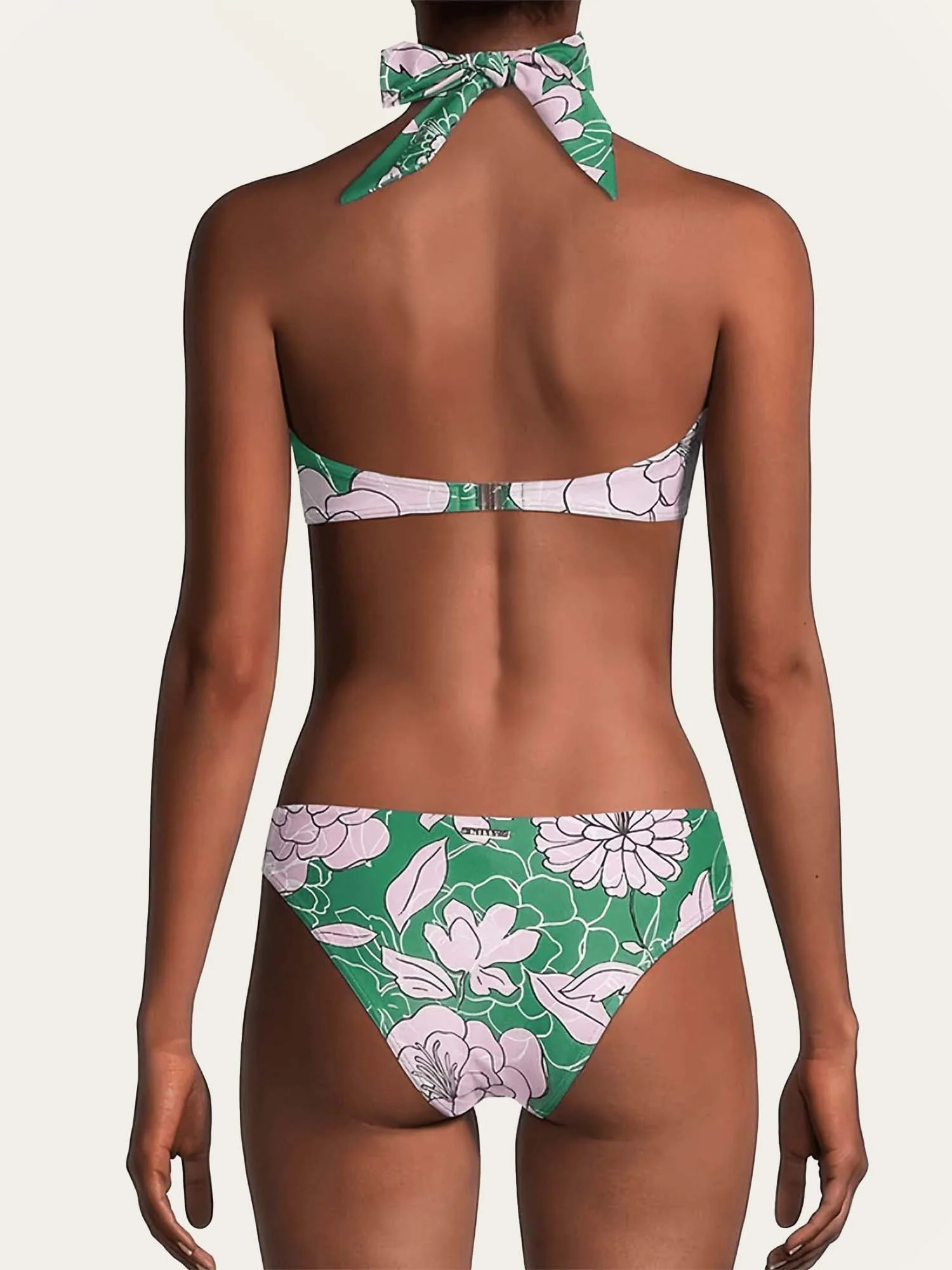 Green Floral Halter Neck Bikini Set - XPRESSC