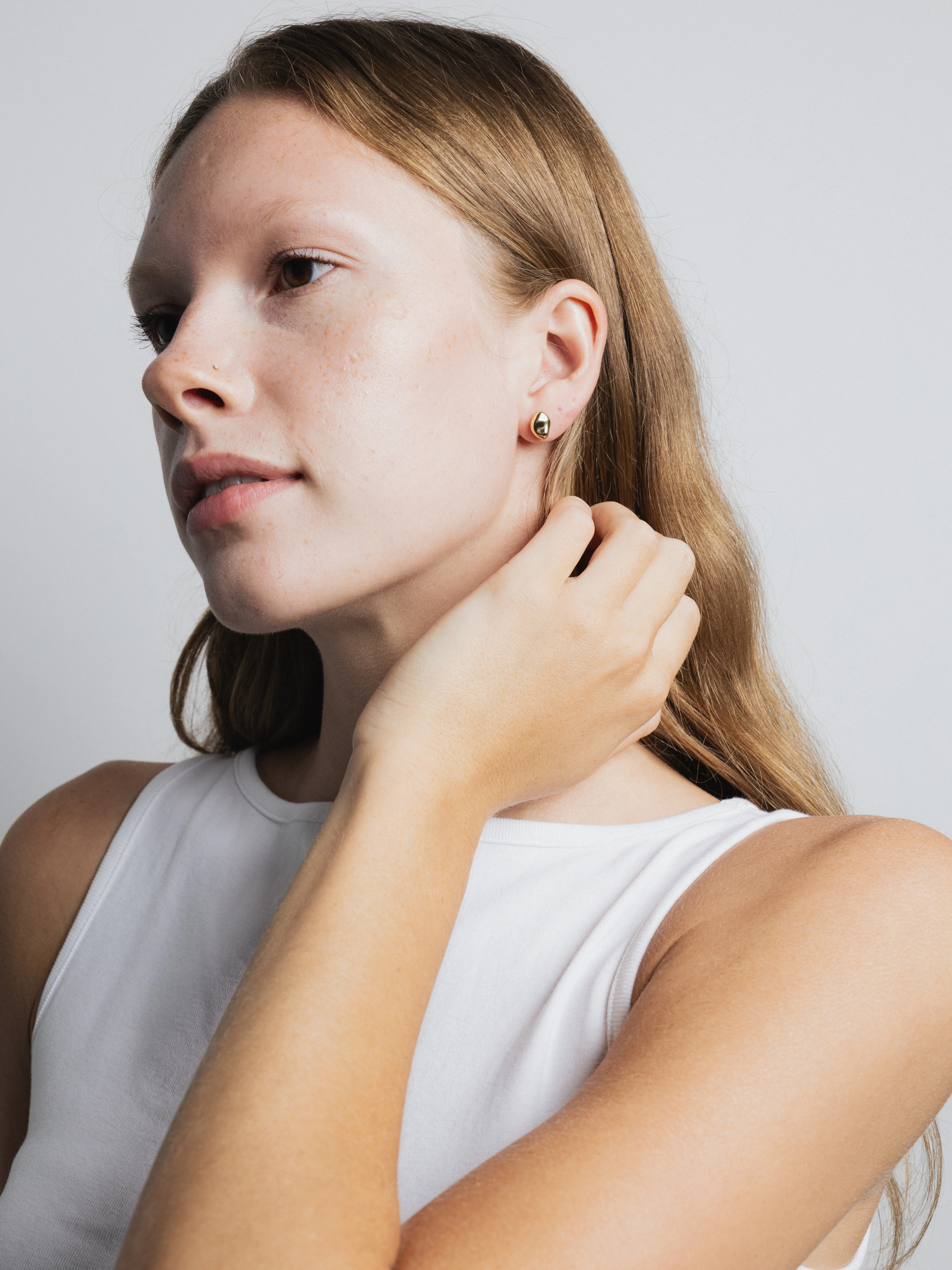 Bean Stud Earrings in Gold - XPRESSC