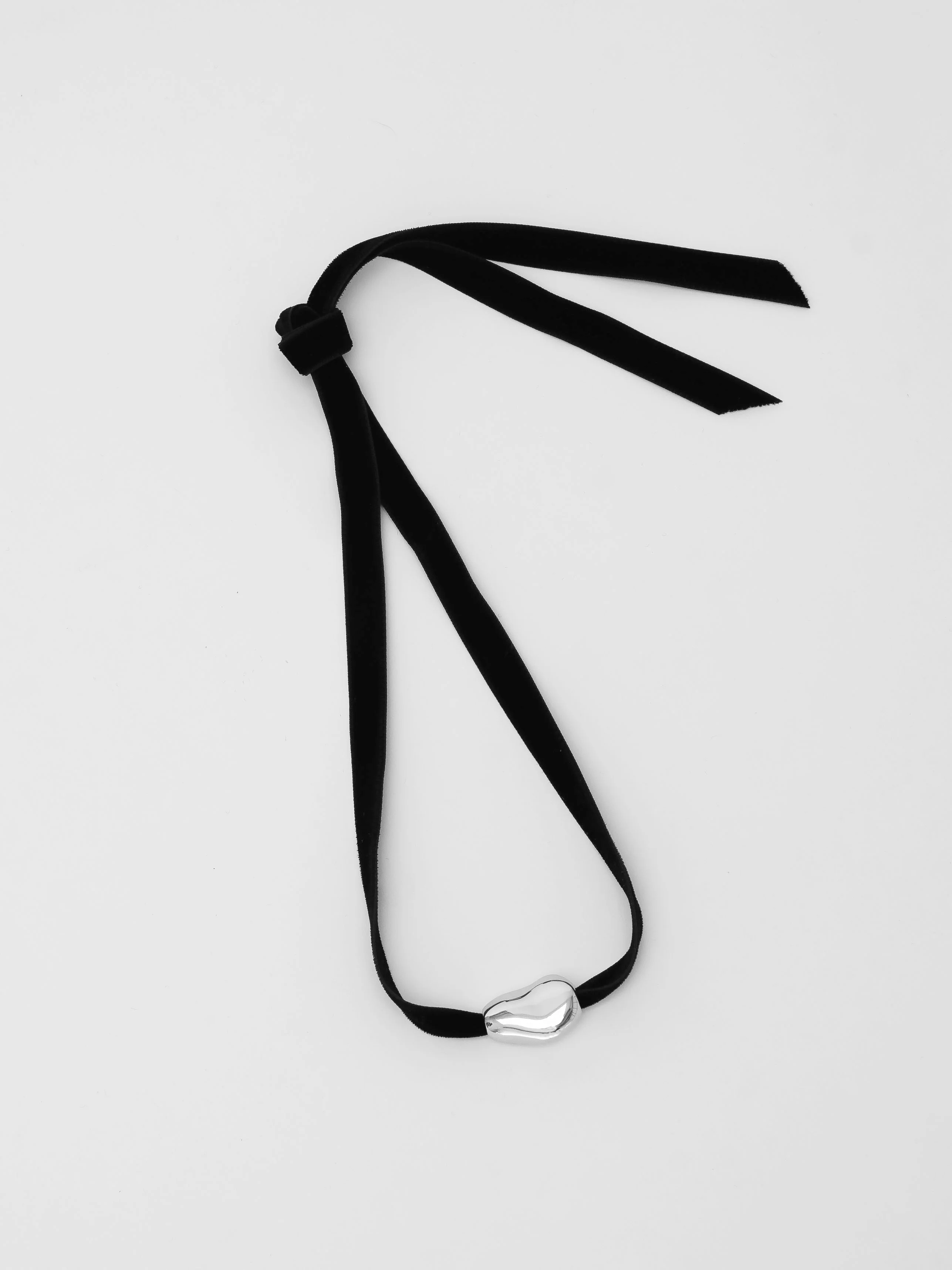 Bean Pendant on Velvet Cord in Silver - XPRESSC