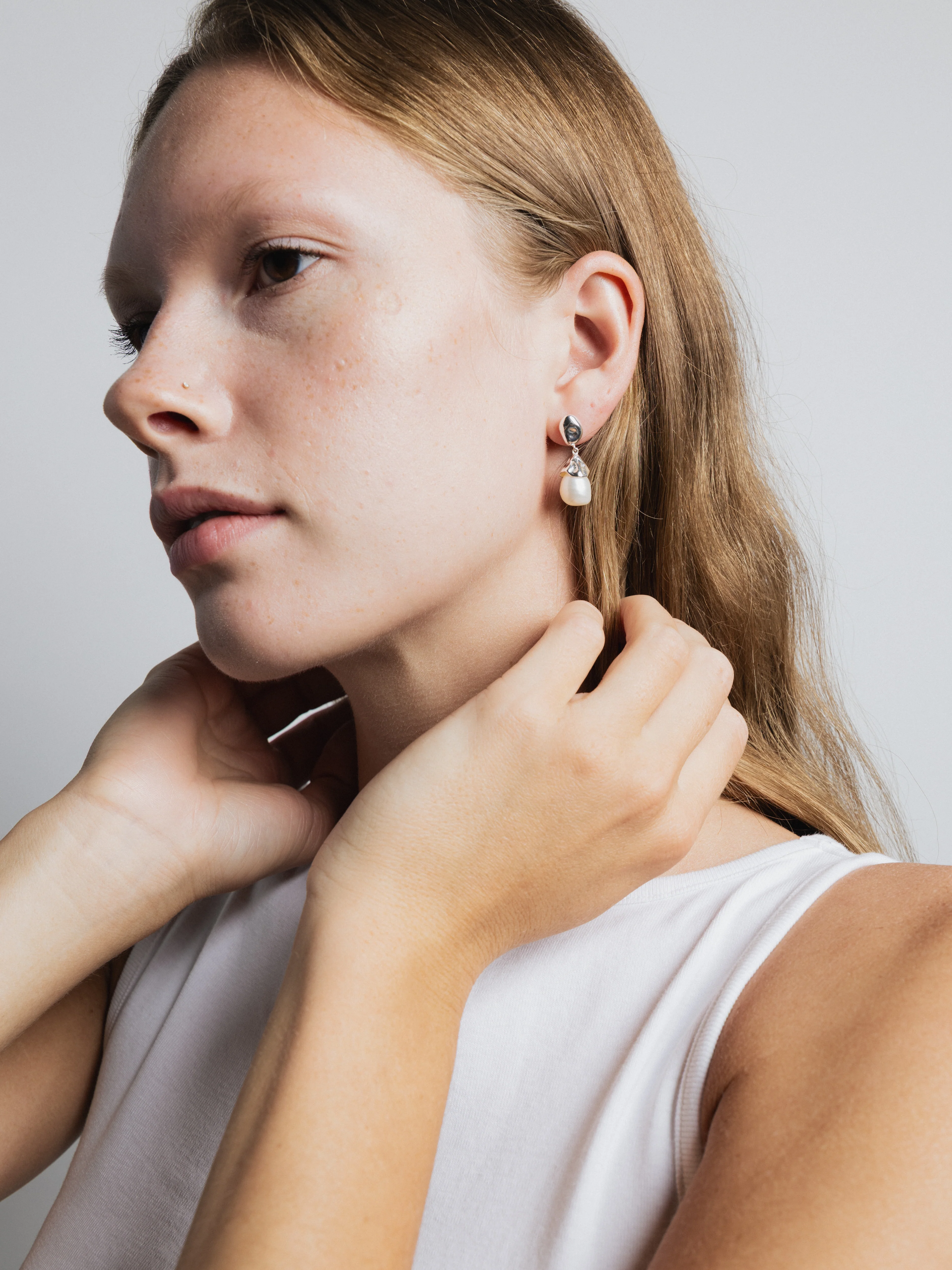 Pearl Drop Earring in Sterling Silver - XPRESSC