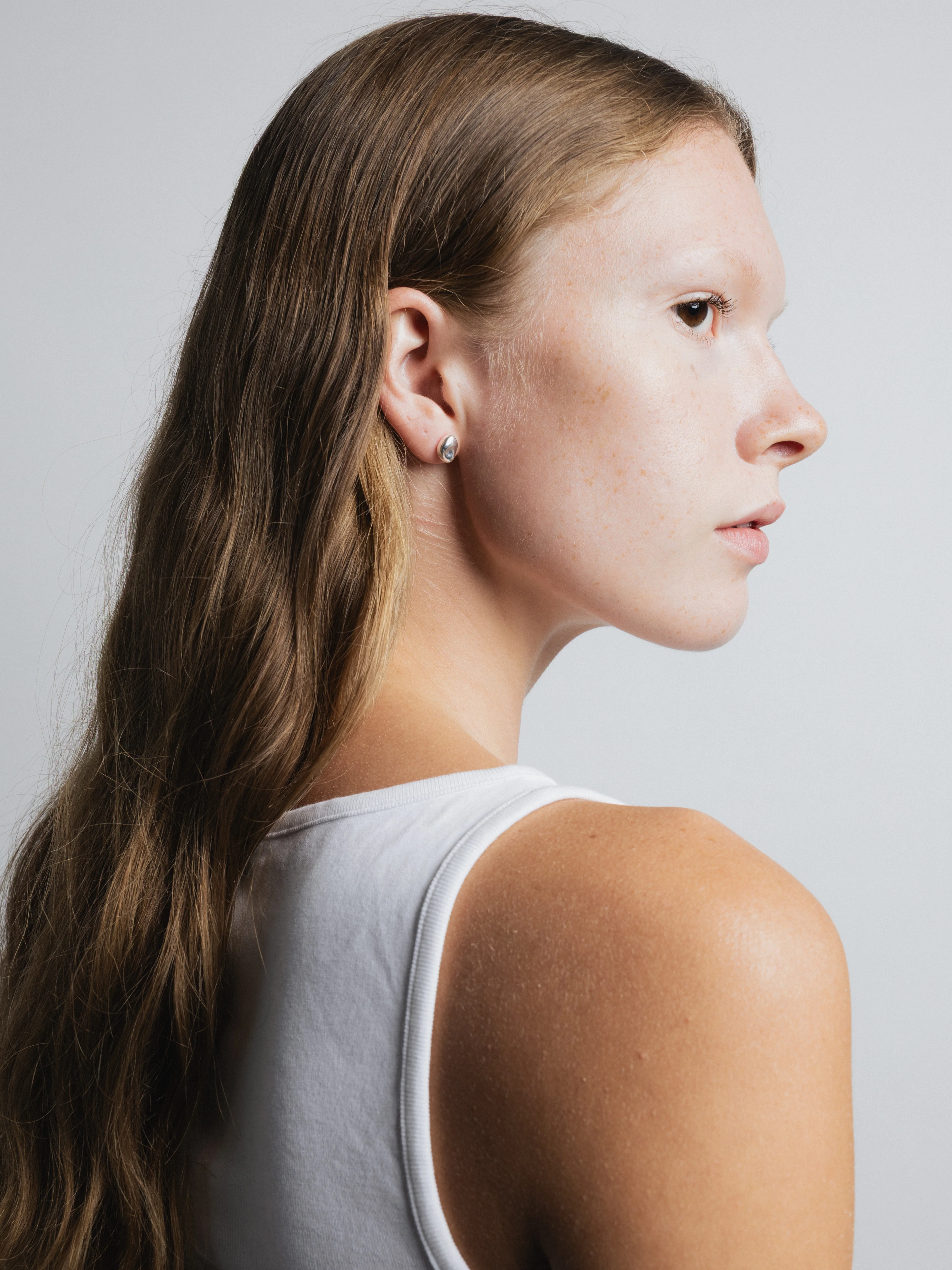 Bean Stud Earrings in Sterling Silver - XPRESSC