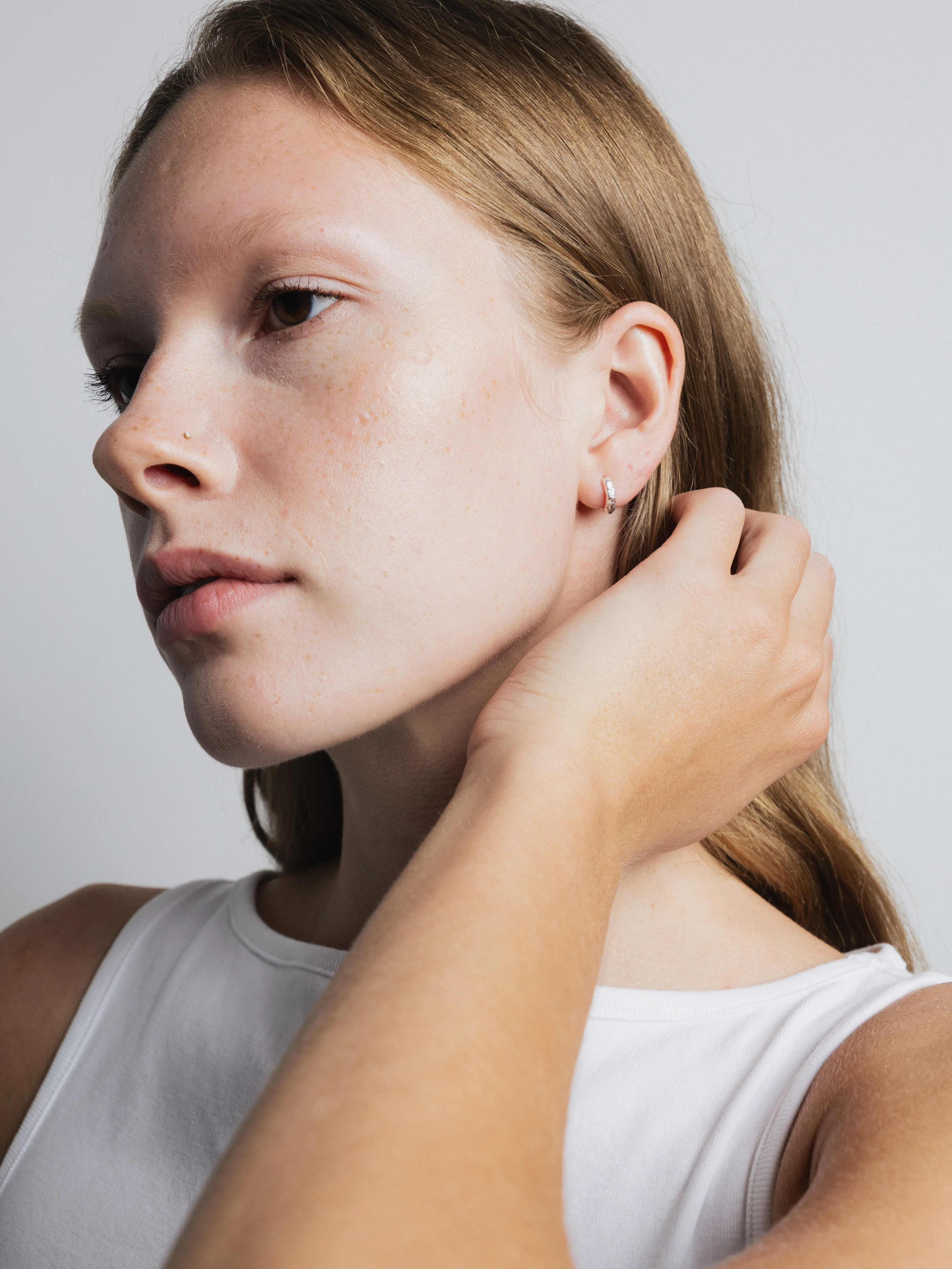Organic Huggie Hoops in Sterling Silver - XPRESSC