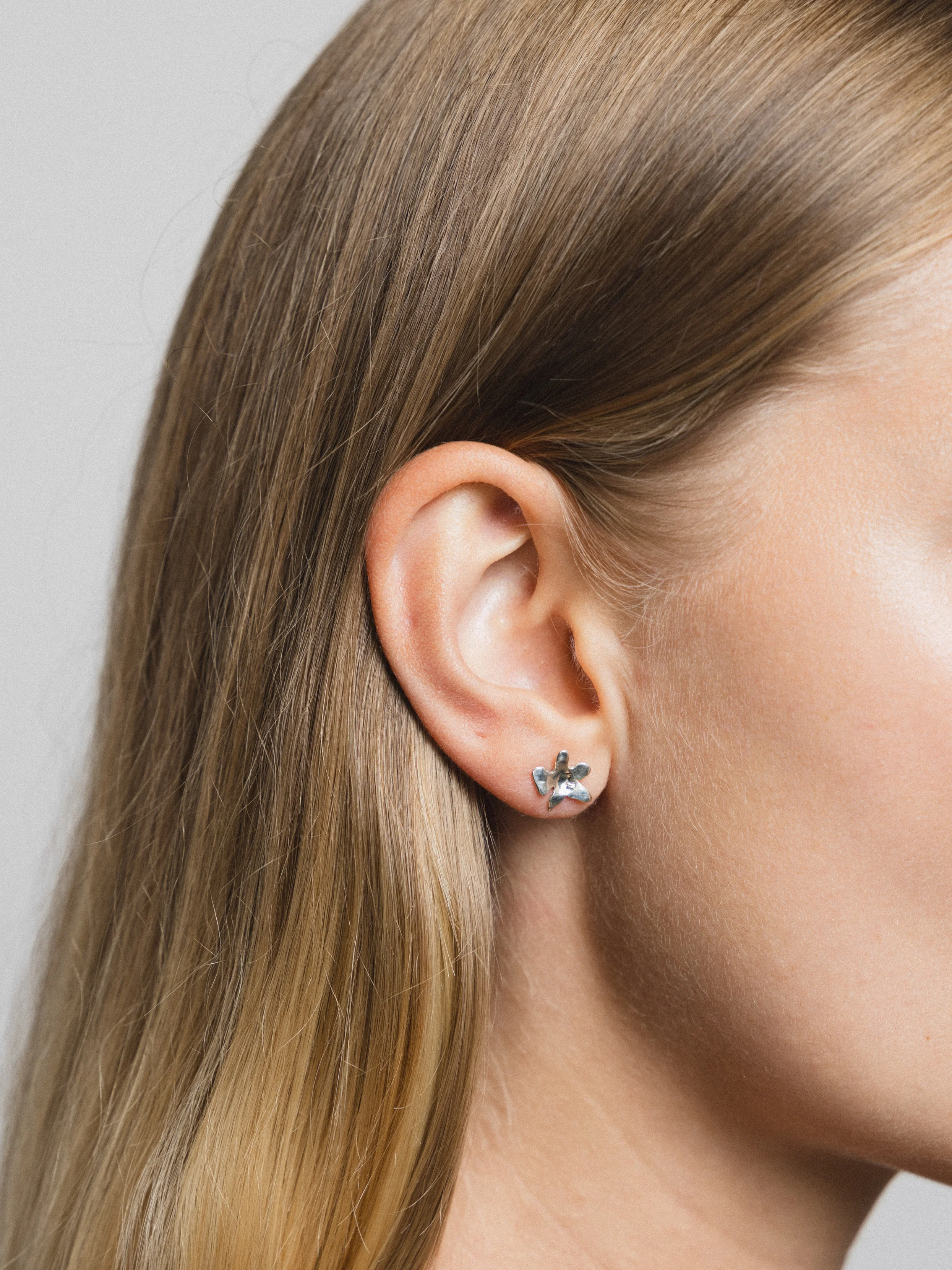 Flower Charm Studs in Sterling Silver - XPRESSC