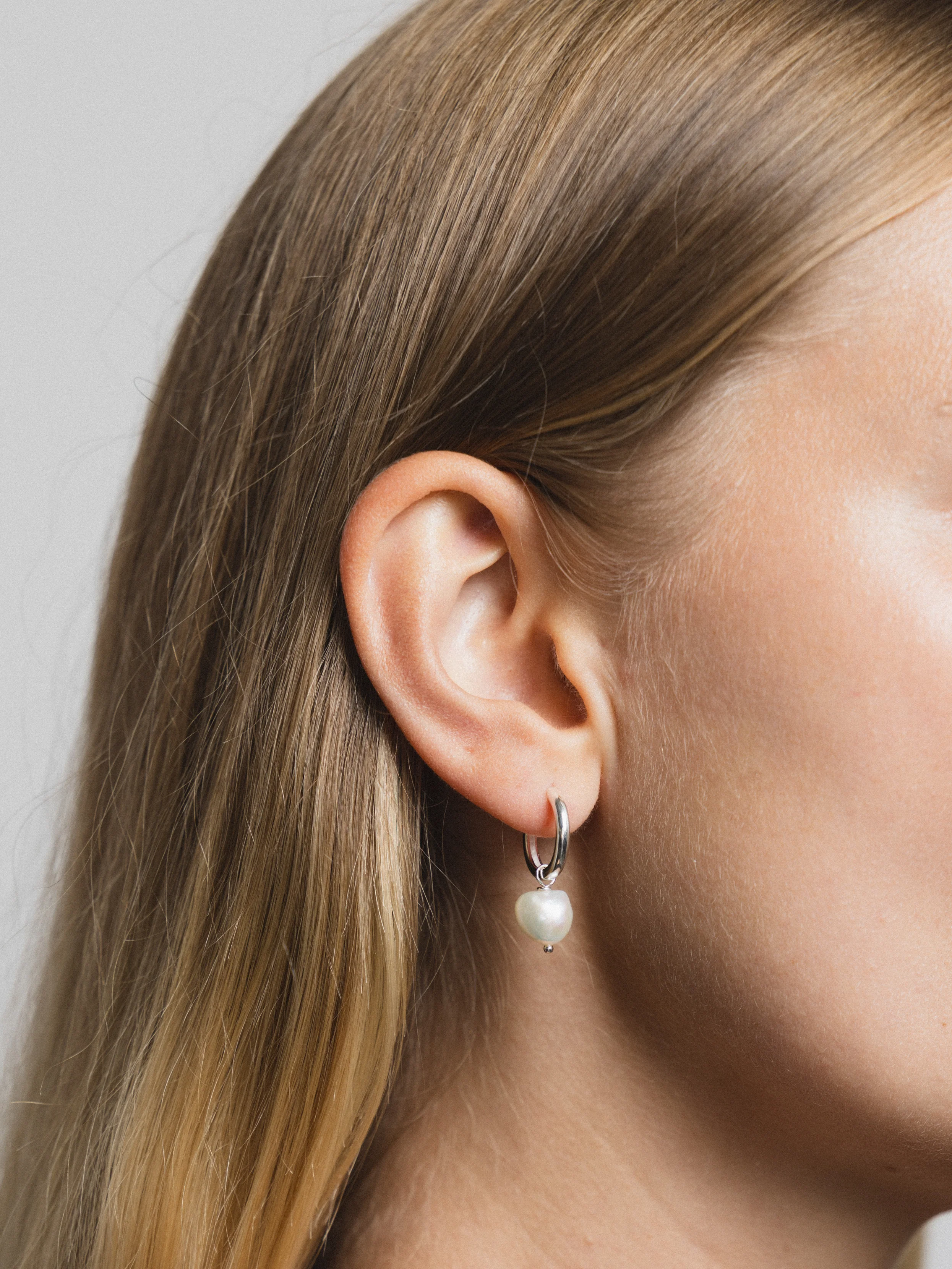 Pearl Hoops in Sterling Silver - XPRESSC