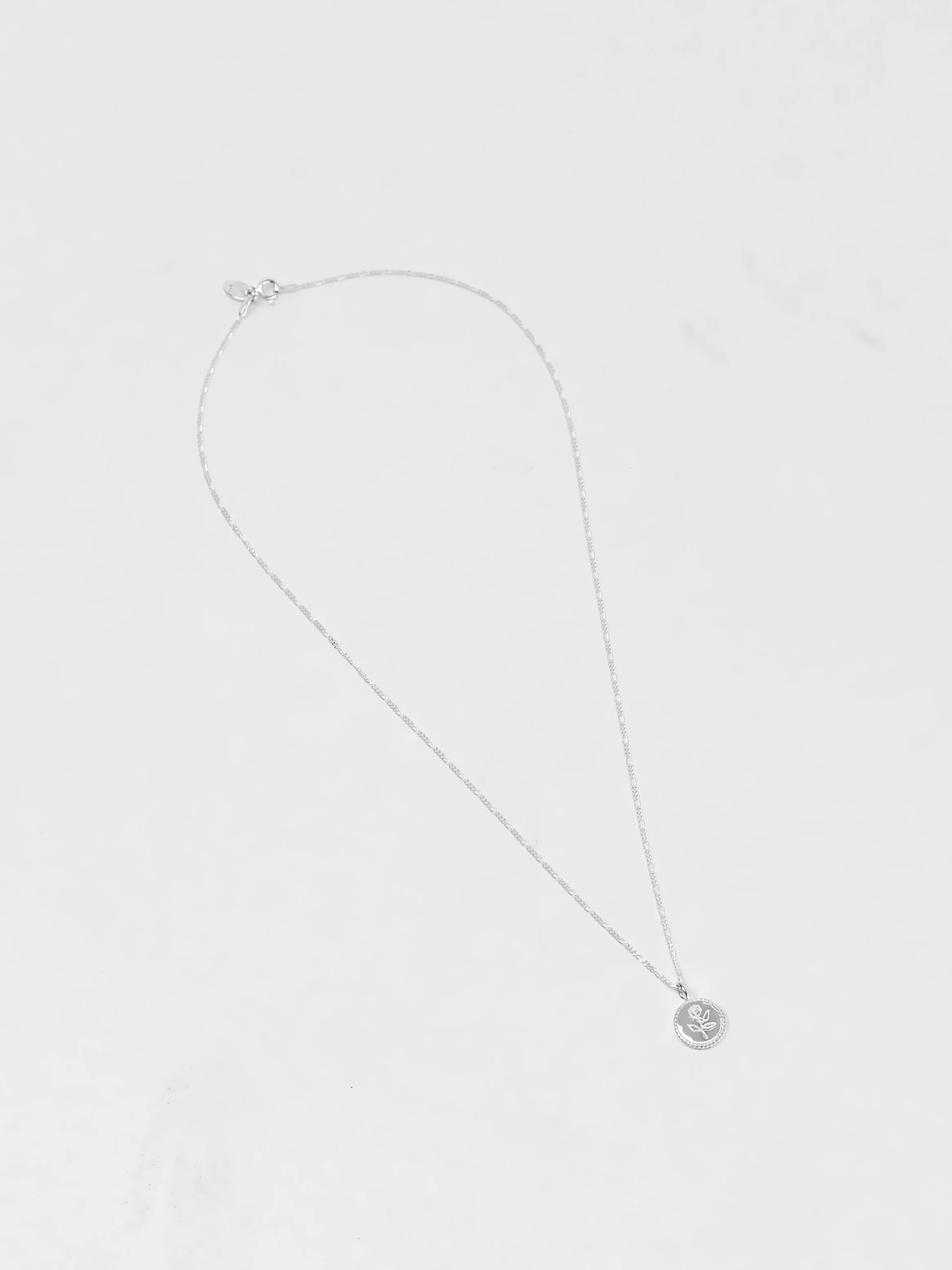 Mini Rose Coin Charm Necklace in Sterling Silver - XPRESSC