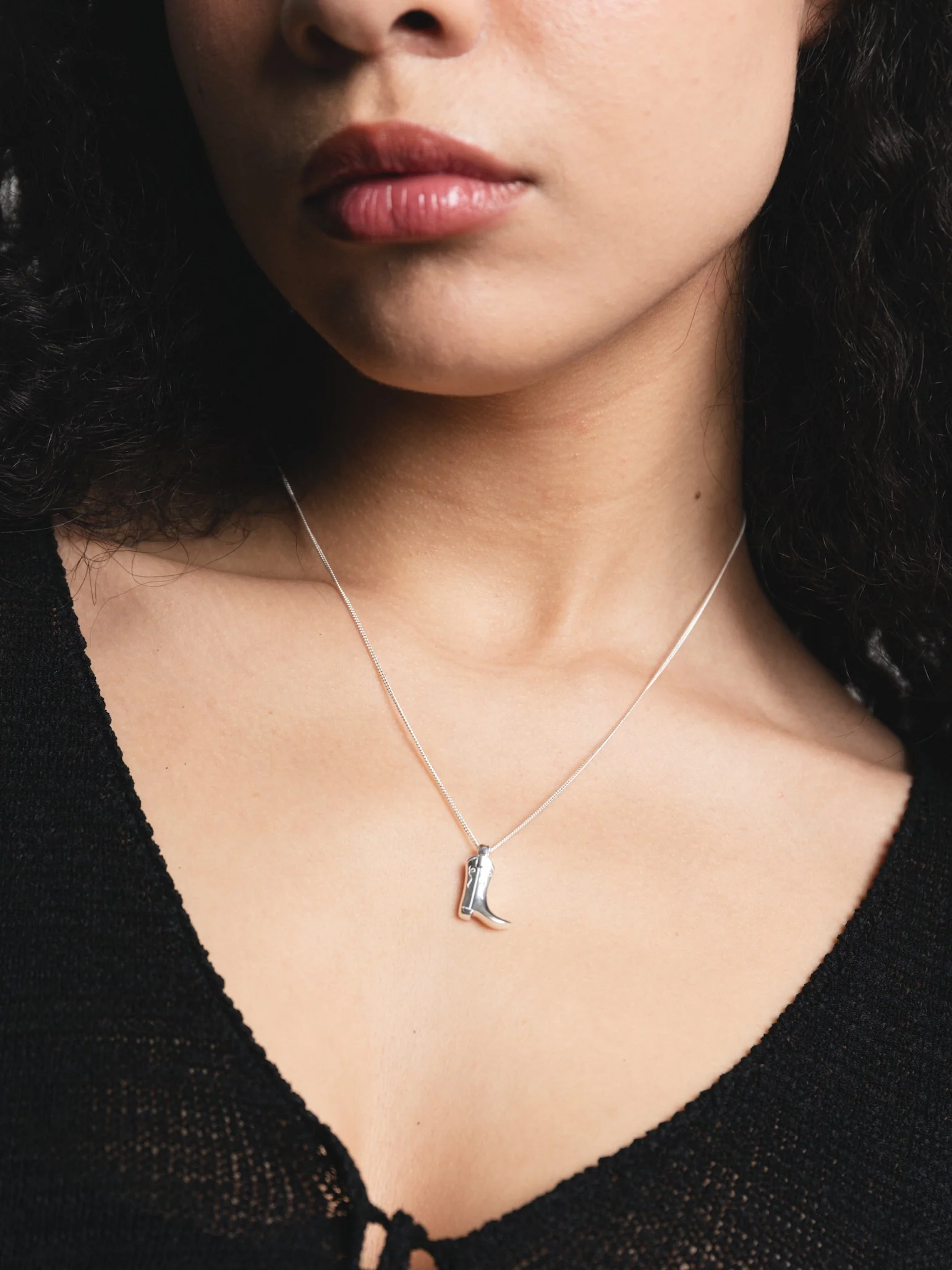 Cowboy Boot Charm Necklace in Sterling Silver - XPRESSC