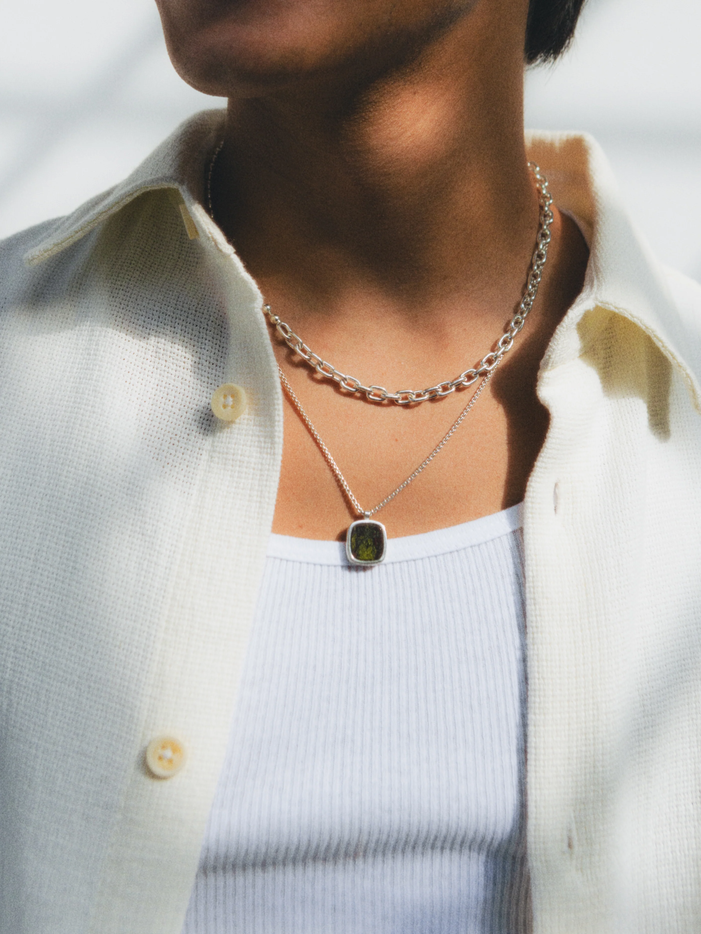 Wells Necklace in Dragon Jasper and Sterling Silver - XPRESSC