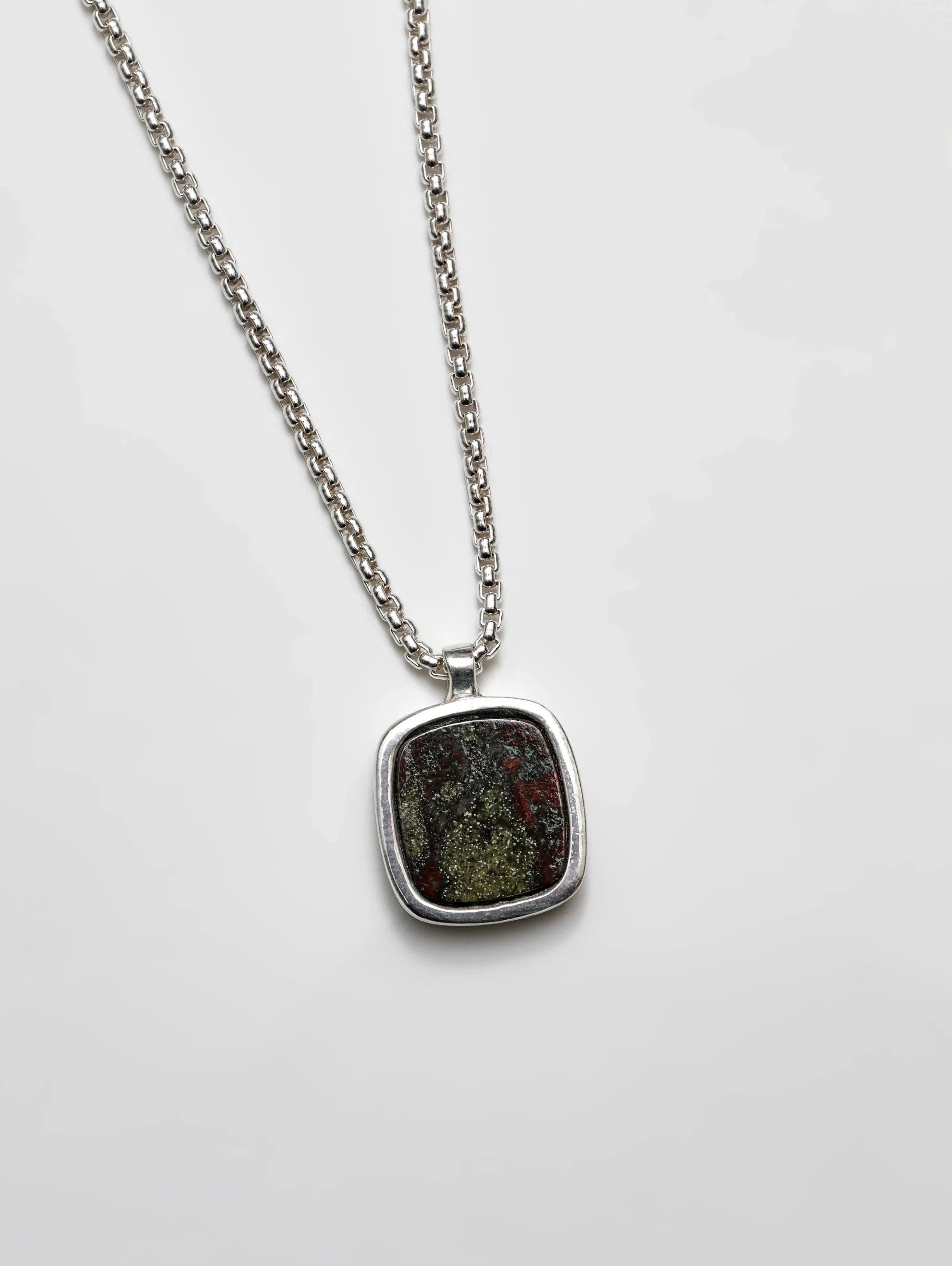 Wells Necklace in Dragon Jasper and Sterling Silver - XPRESSC