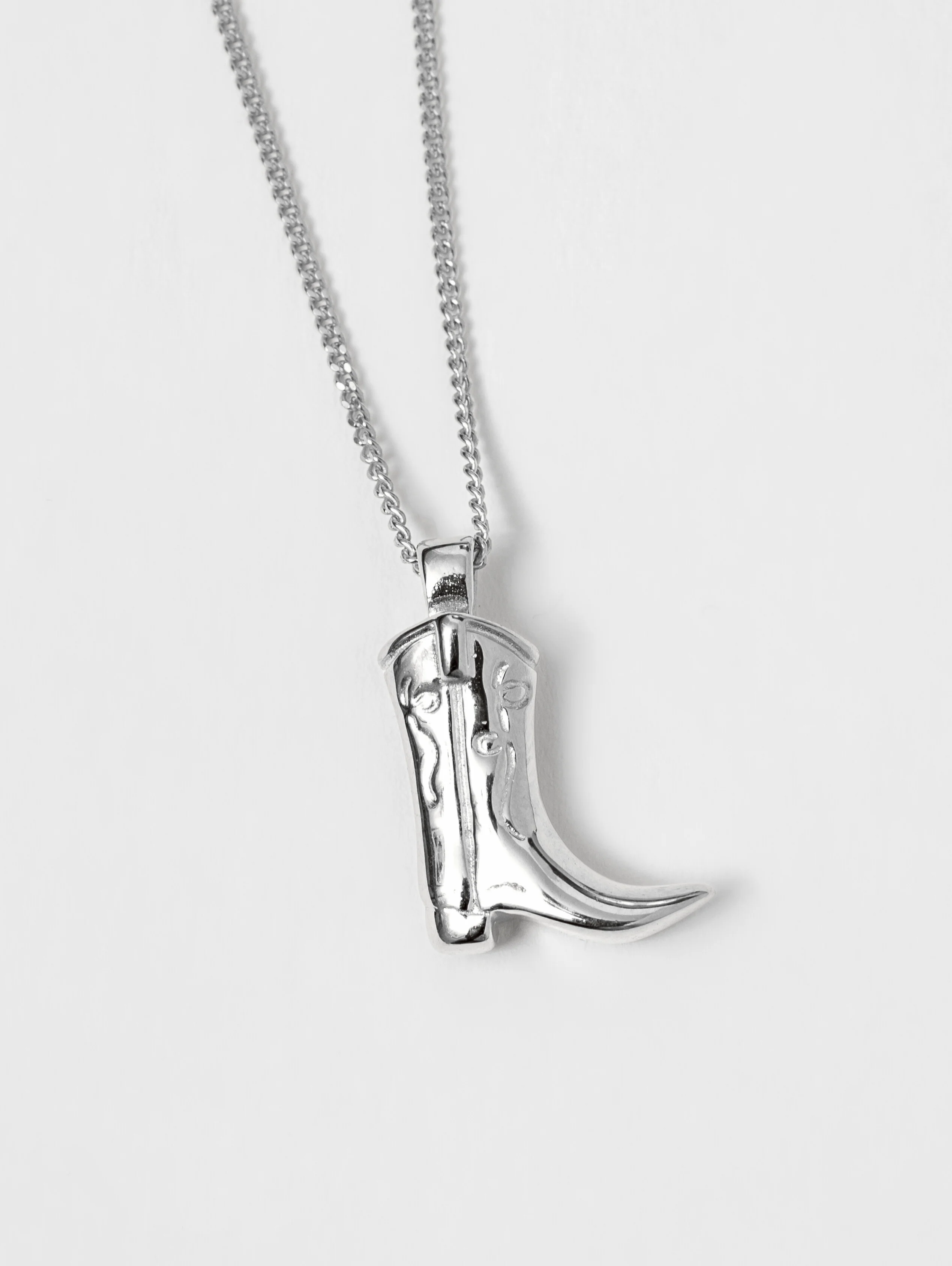 Cowboy Boot Charm Necklace in Sterling Silver - XPRESSC