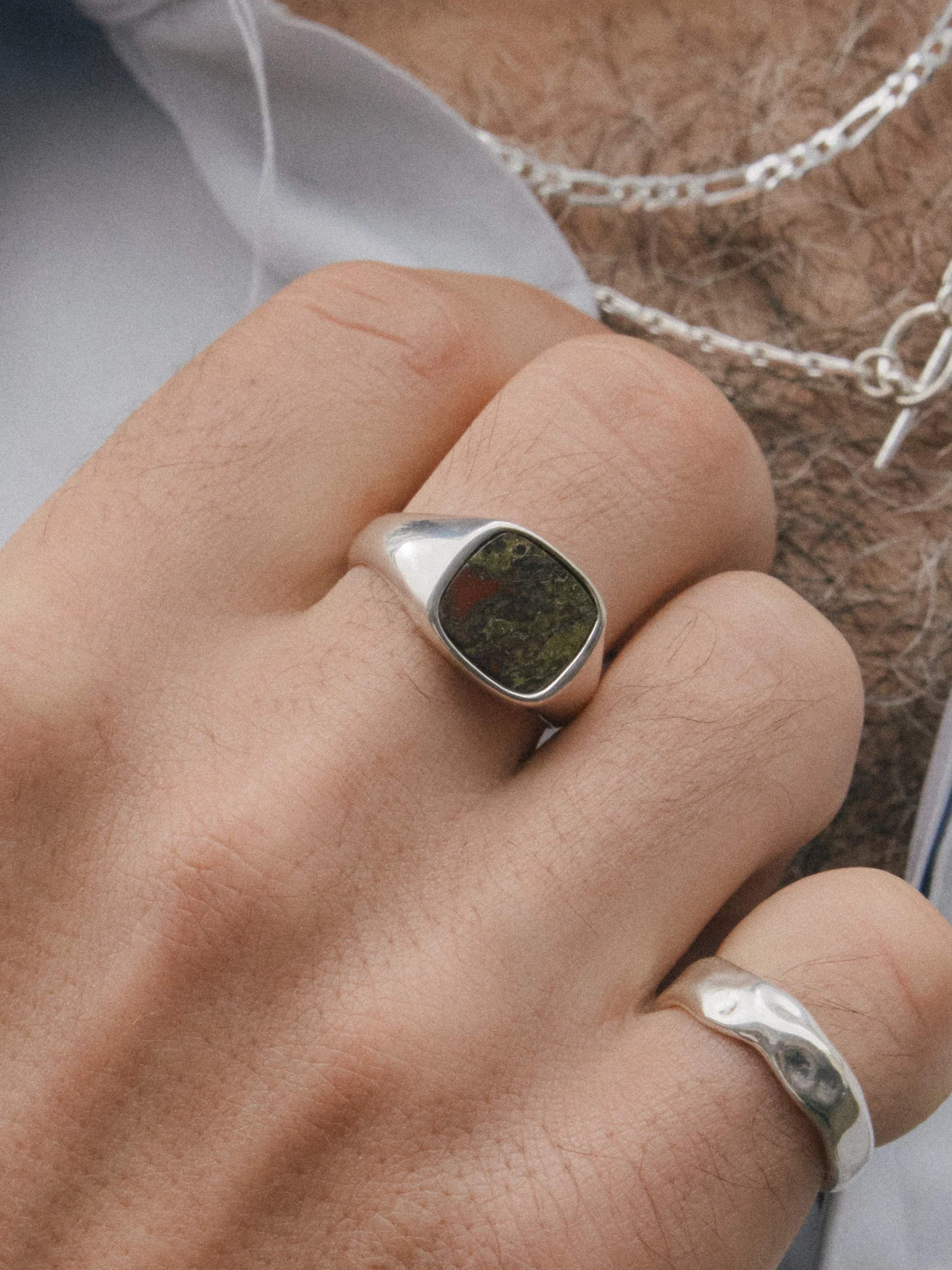 Jules Ring in Dragon Jasper and Sterling Silver - XPRESSC