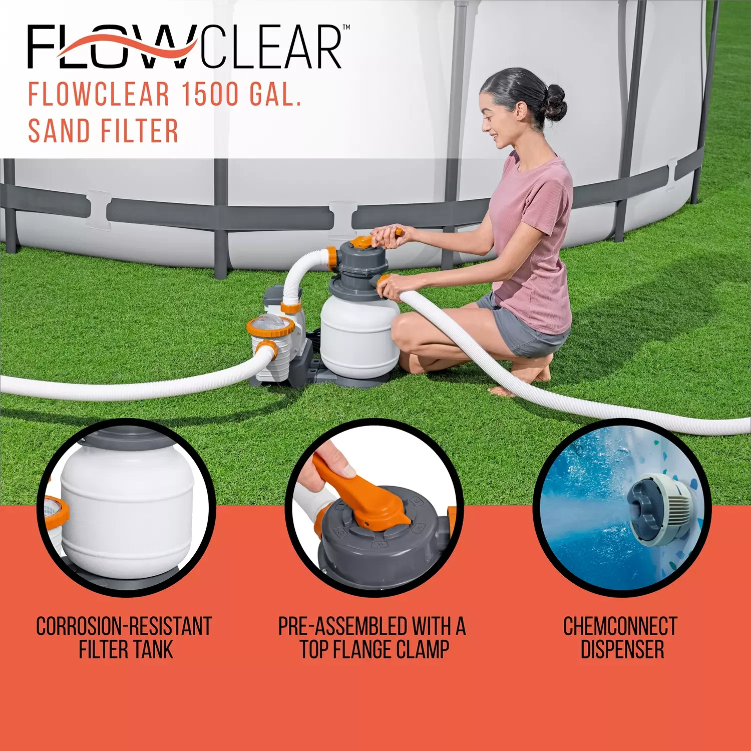 Bestway Power Steel 18-ft x 48-in Round Above-Ground Pool Set