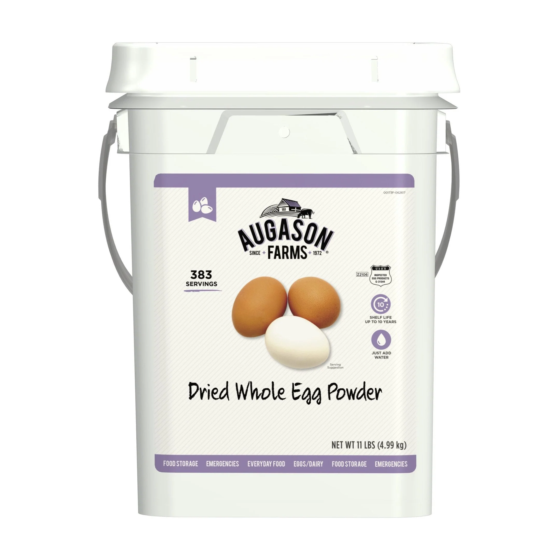 Augason Farms Dried Whole Egg Powder Emergency Food Supply 11 Pound 4-Gallon Pail 383 Servings - CostcoStore