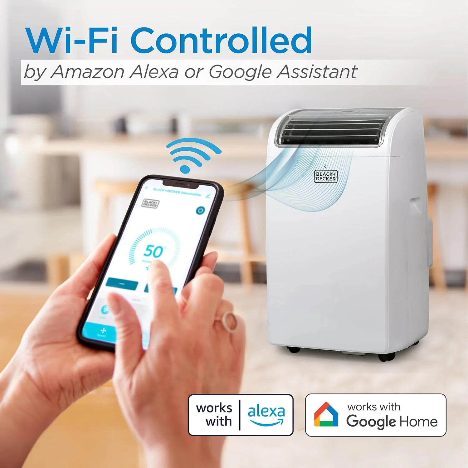 BLACK+DECKER 10,000 BTU Portable Air Conditioner for Rooms up to 450 Sq. Ft. with Remote – White