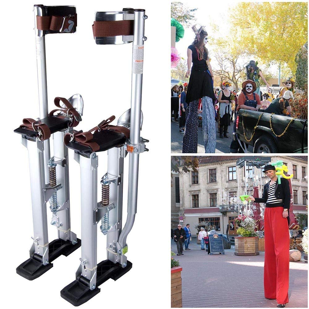 24-40 Adjustable Aluminum Drywall Stilts 227Lbs Load Capacity 3-Position Heel Bracket Dual Action Springs for Painting Taping or Cleaning Silver US...