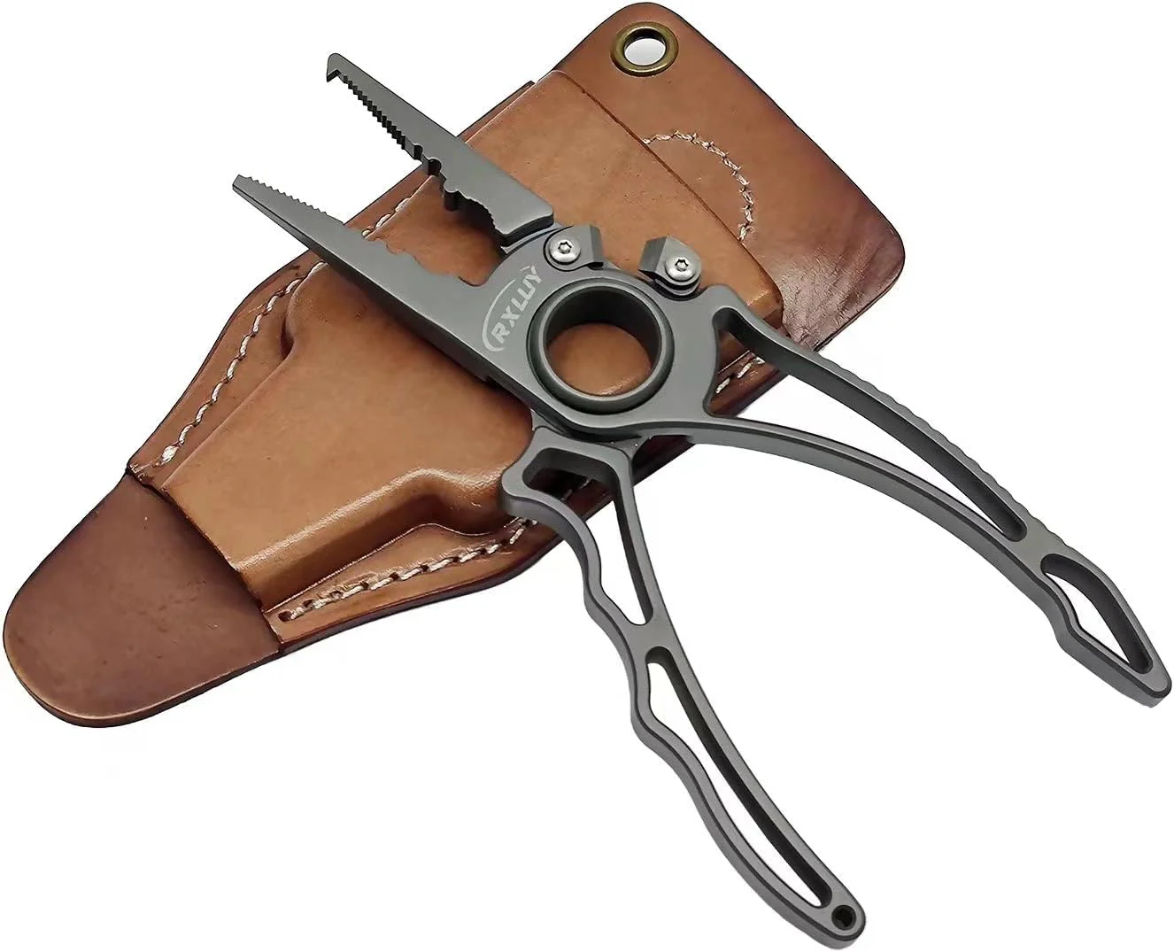 RXLUY Titanium Fishing Pliers, Premium Saltwater Fishing Gear, Tungsten Cutters, Split Ring Hook Remover, Knot Tying Tool with Lanyard, Ice...