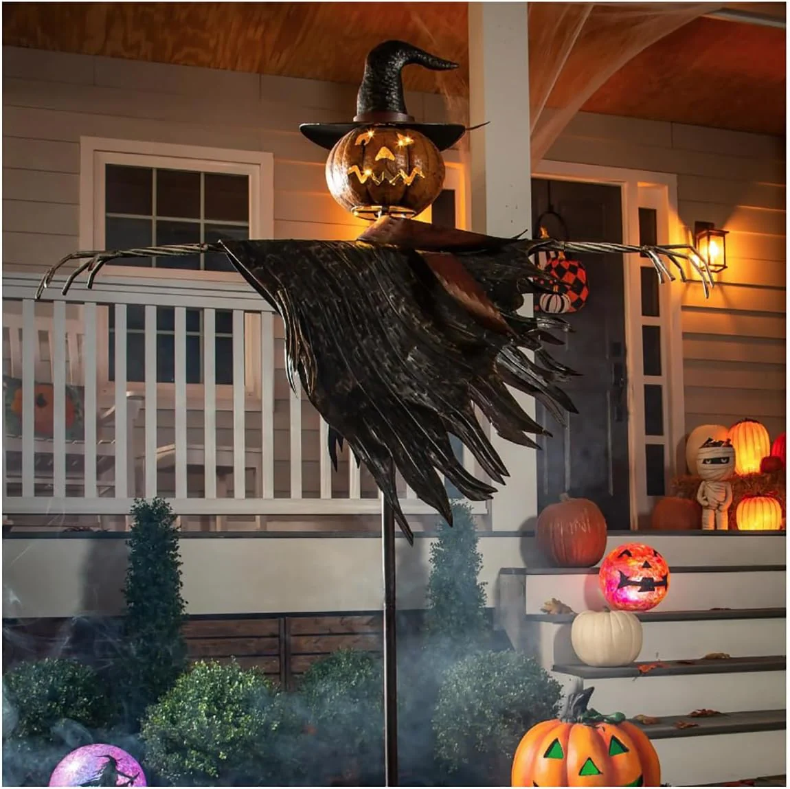 Halloween solar scarecrow lantern metal stakes - CostcoStore