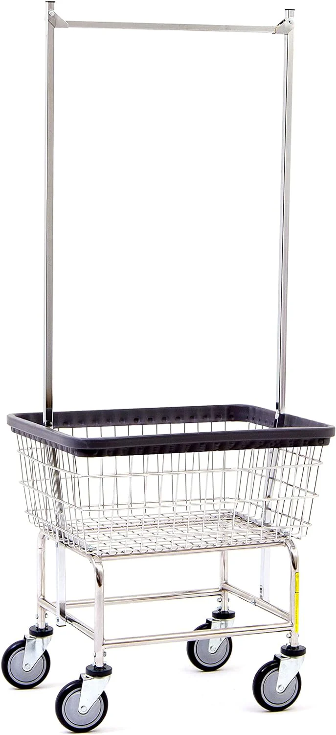Heavy Duty Wire Laundry Cart with Double Rod Rack - CostcoStore