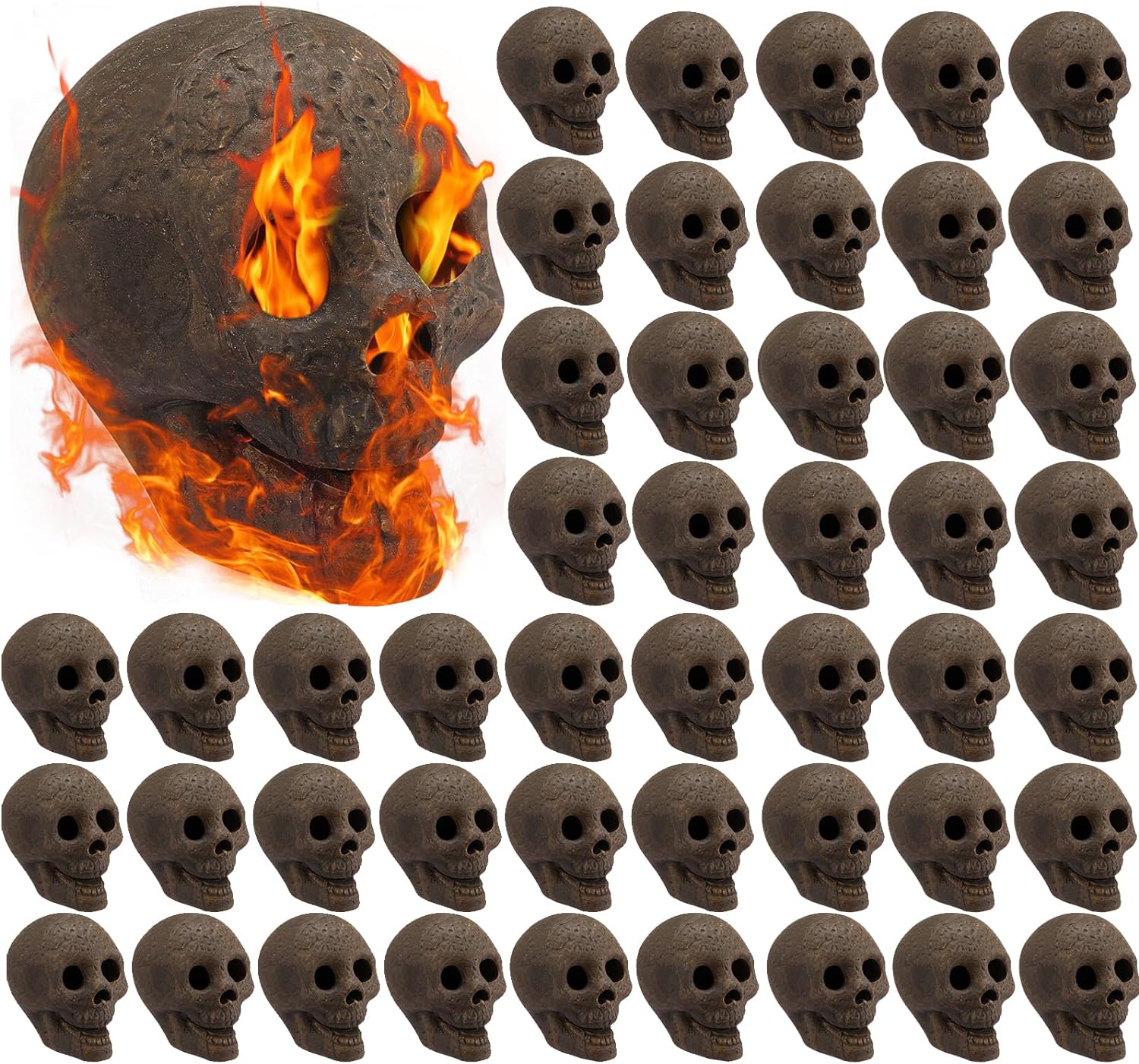 48-Pack Fire Pit Skulls, Halloween Skull Stone Decorations - CostcoStore