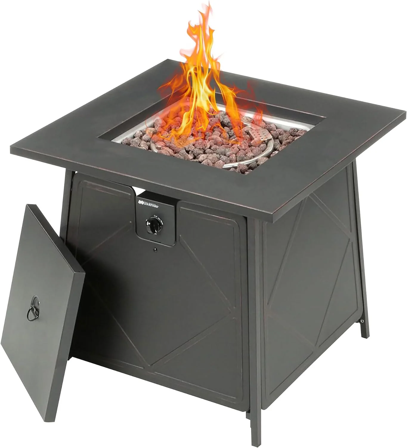 Four Seasons Patio Dual Heat 50,000 BTU Square Gas Fire Pit - CostcoStore