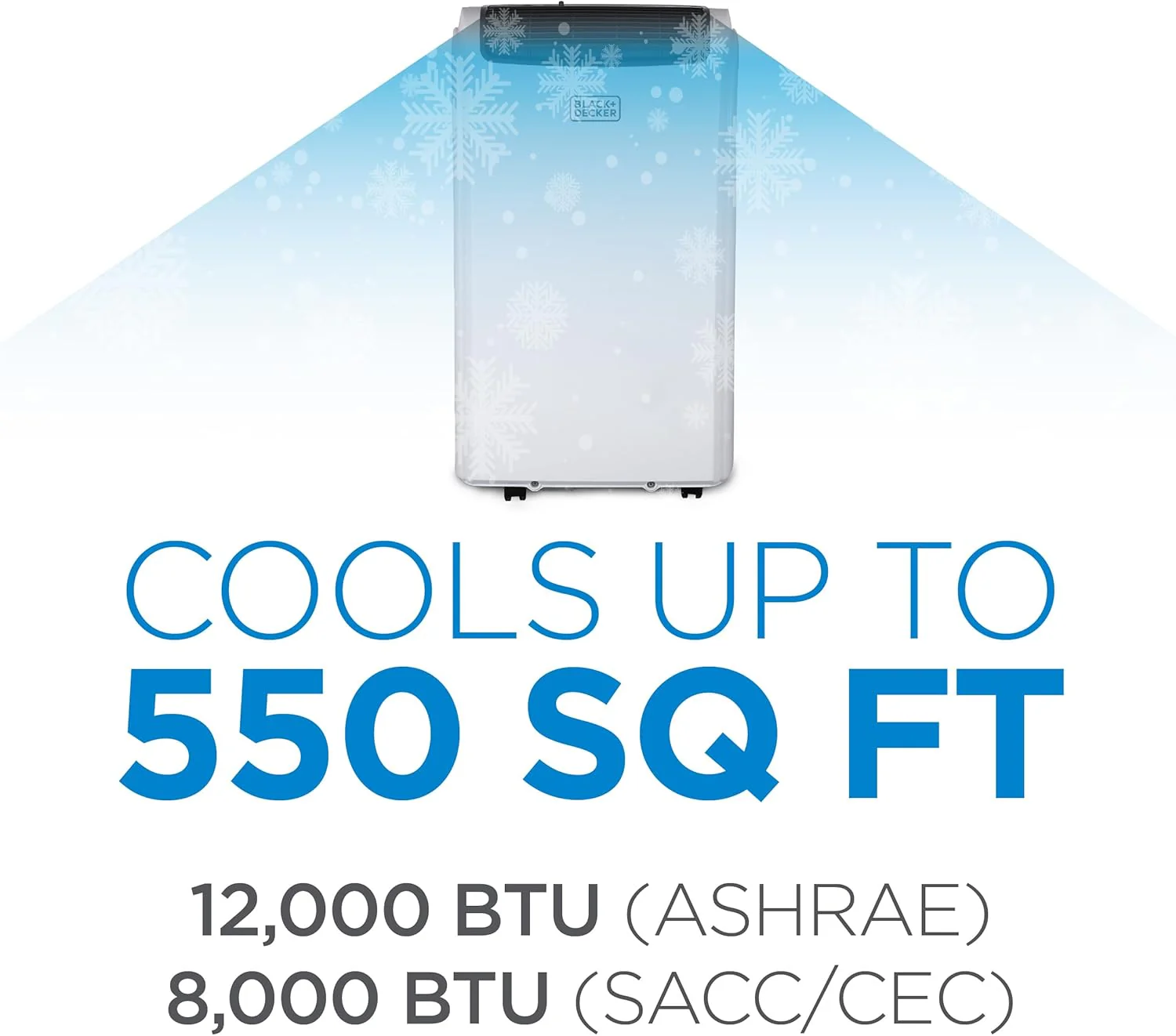 BLACK+DECKER 10,000 BTU Portable Air Conditioner for Rooms up to 450 Sq. Ft. with Remote – White