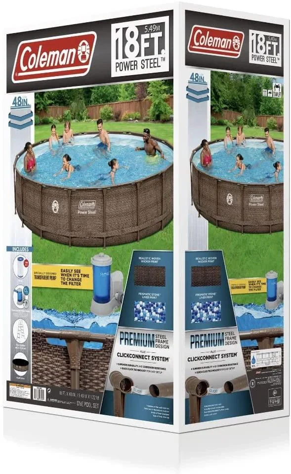 Coleman 18 x 48 Power Steel Frame Above Ground Swimming Pool Set - CostcoStore