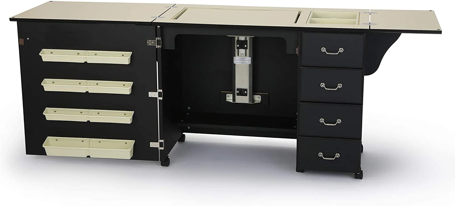 353 Norma Jean Sewing Cabinet for Sturdy Sewing, Cutting, Quilting, and Crafting with Storage and Airlift, Black Finish - CostcoStore