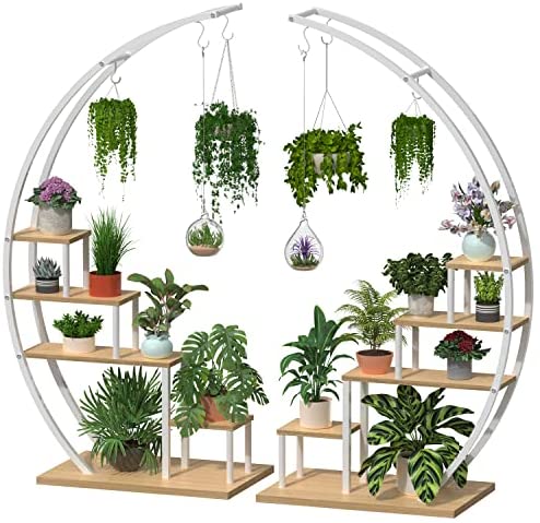 Metal Plant Stand Creative Half Moon Shape Ladder Flower Pot Stand Rack(2 Pack) - CostcoStore