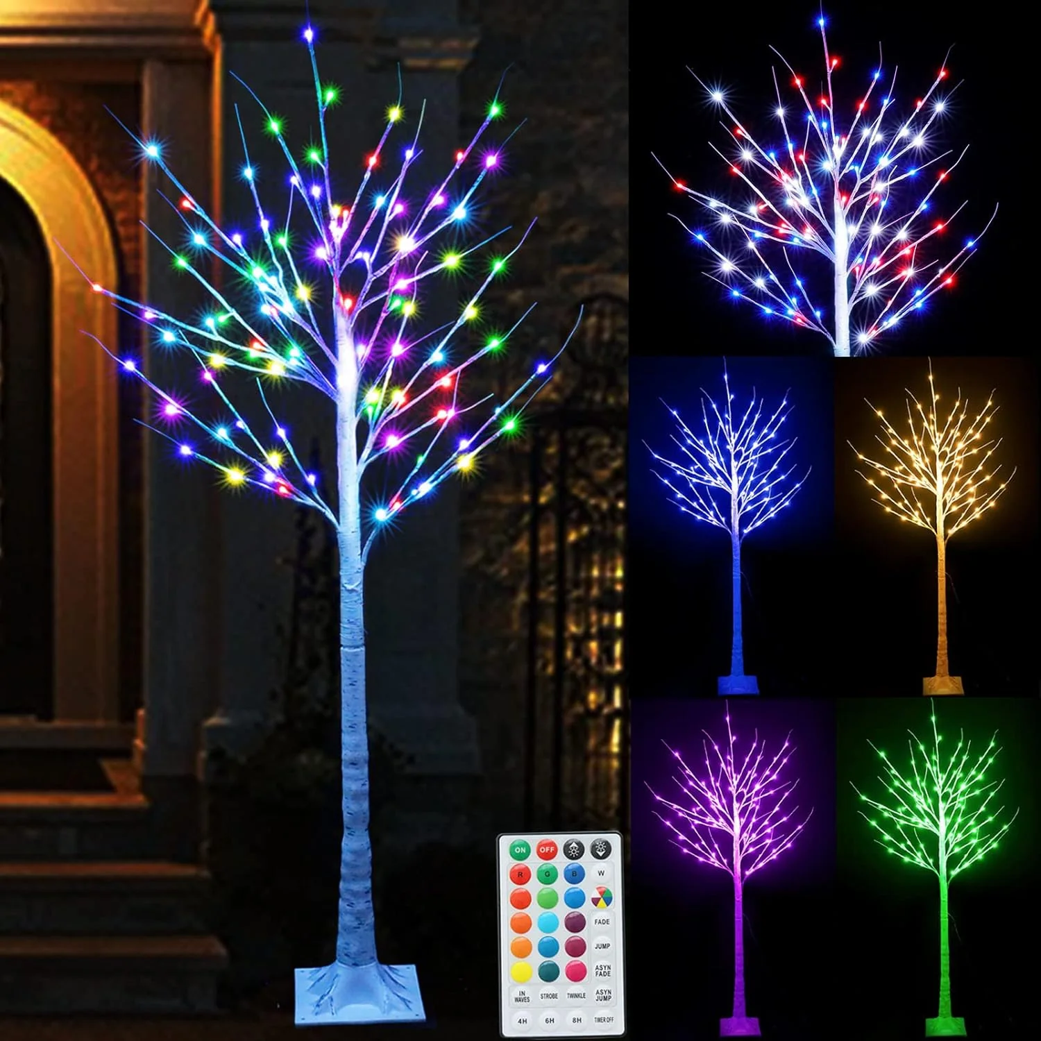 7ft 150 LED Colorful Birch Tree with Remote Control - CostcoStore