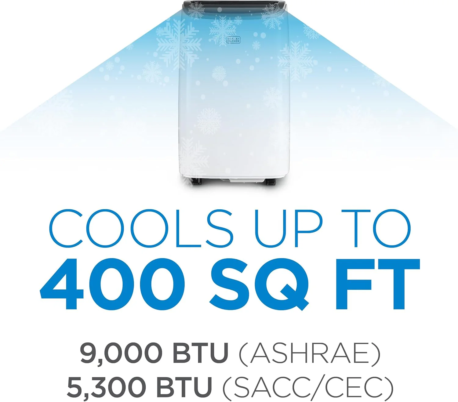 BLACK+DECKER 10,000 BTU Portable Air Conditioner for Rooms up to 450 Sq. Ft. with Remote – White