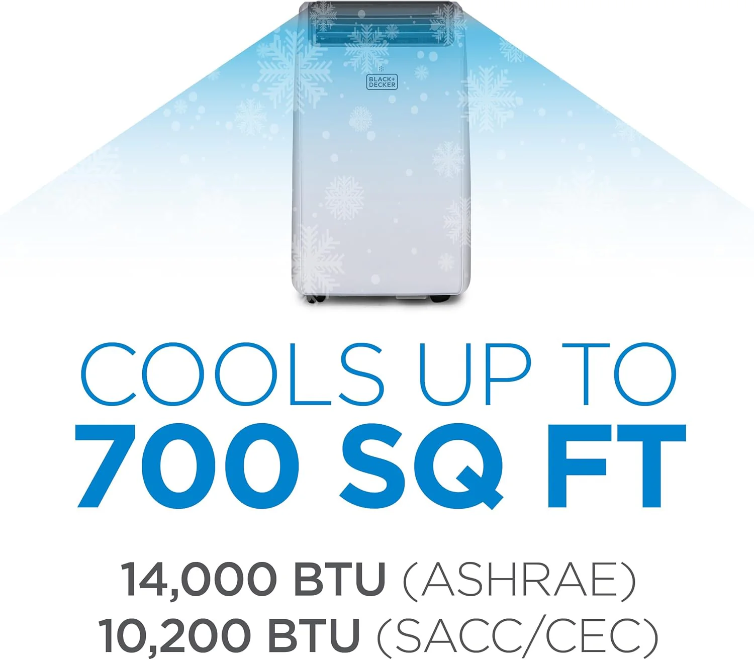 BLACK+DECKER 10,000 BTU Portable Air Conditioner for Rooms up to 450 Sq. Ft. with Remote – White