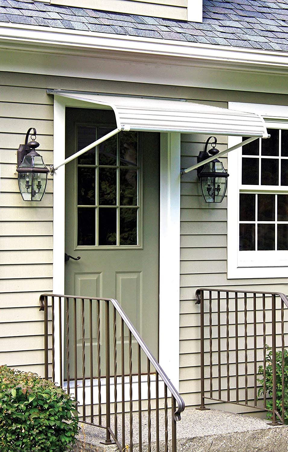 NuImage Awnings 60425 Series 2500 Aluminum Door Canopy with Support Arms - CostcoStore