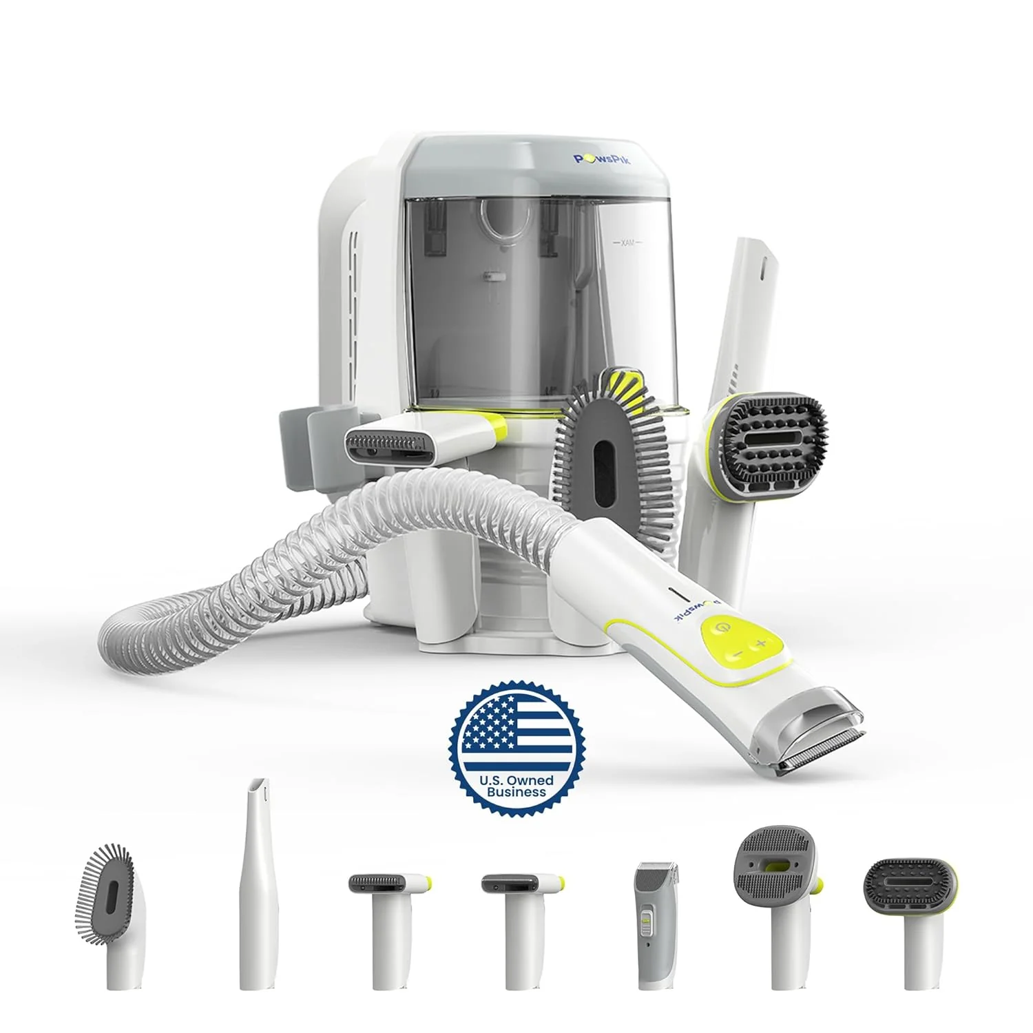 Professional Pet Grooming Vacuum Kit, Dogs & Cats, Direct Handheld Control, 7 Grooming Tools, 6 Suction Levels, Large 2.2L Dust Bin, UL, HEPA...