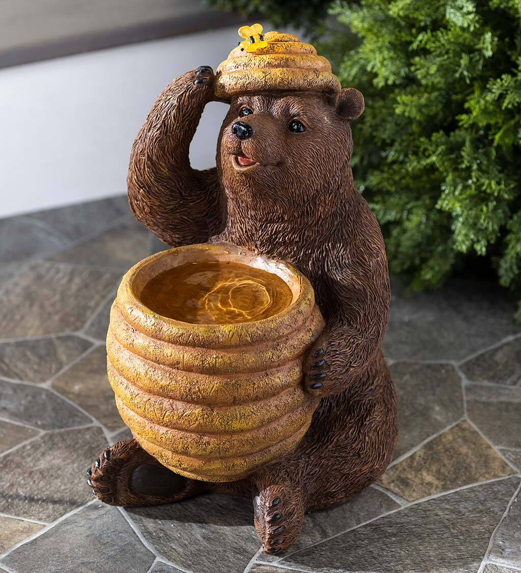 Oh Honey Solar Birdbath with Bear and Bee Hive - CostcoStore