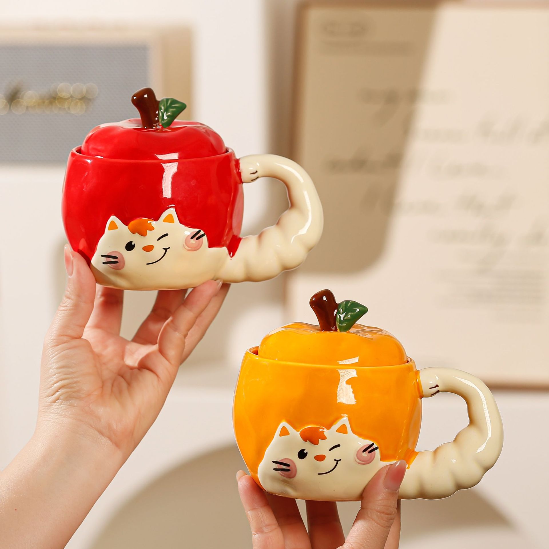 Apple Cat Ceramic Mug