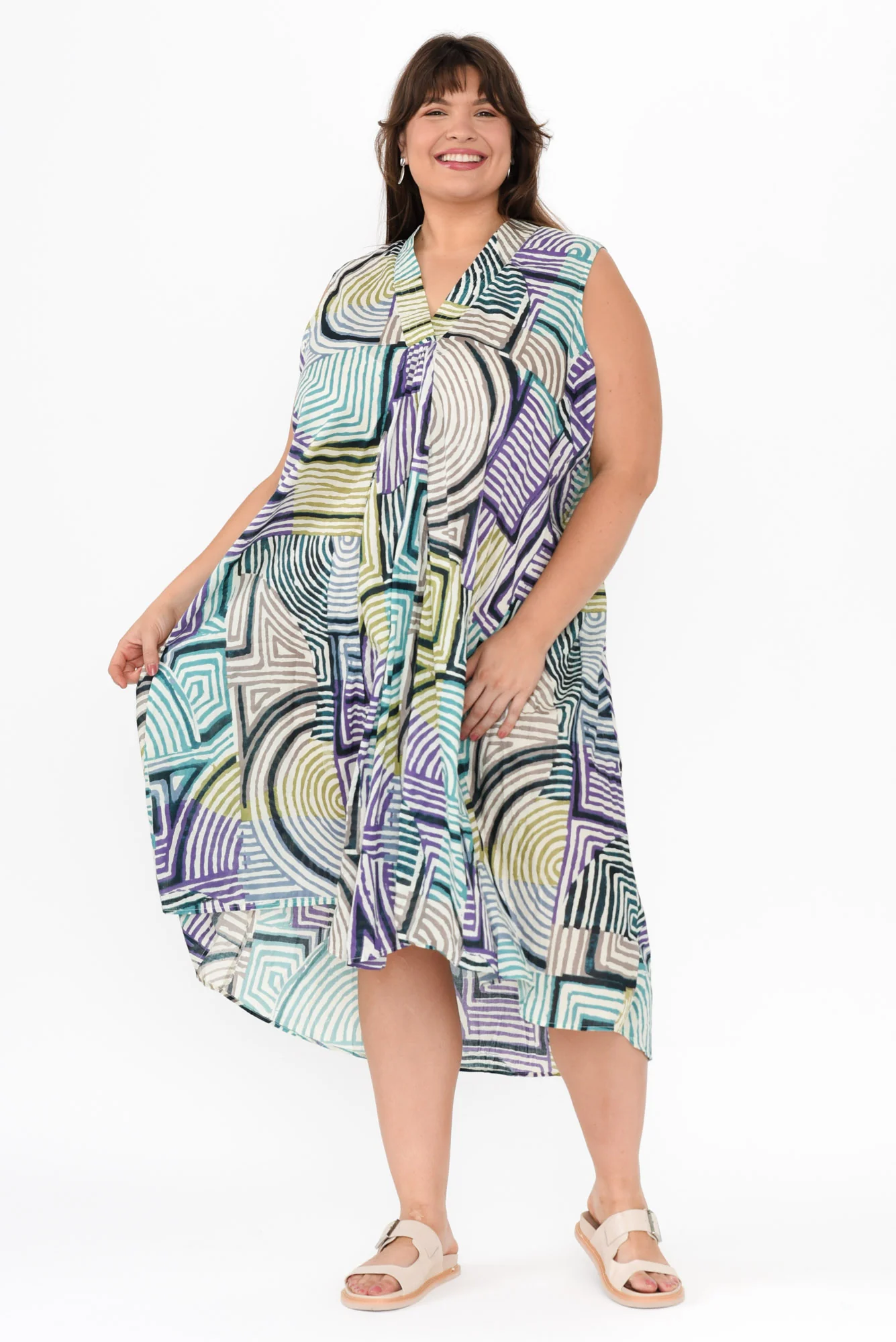 Claudia Green Ripple Cotton Dress