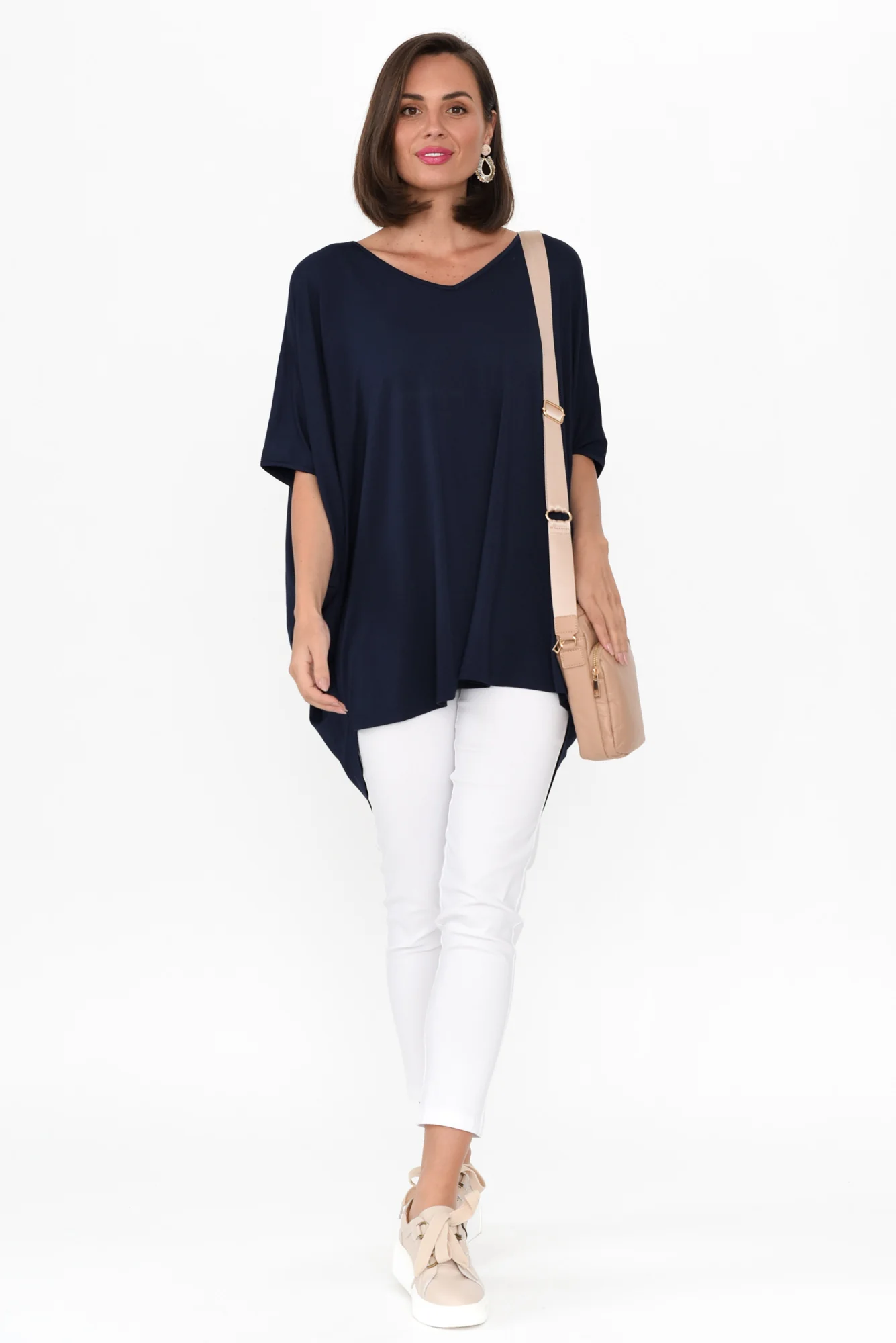 Emory Navy Bamboo Hi Lo Batwing Top