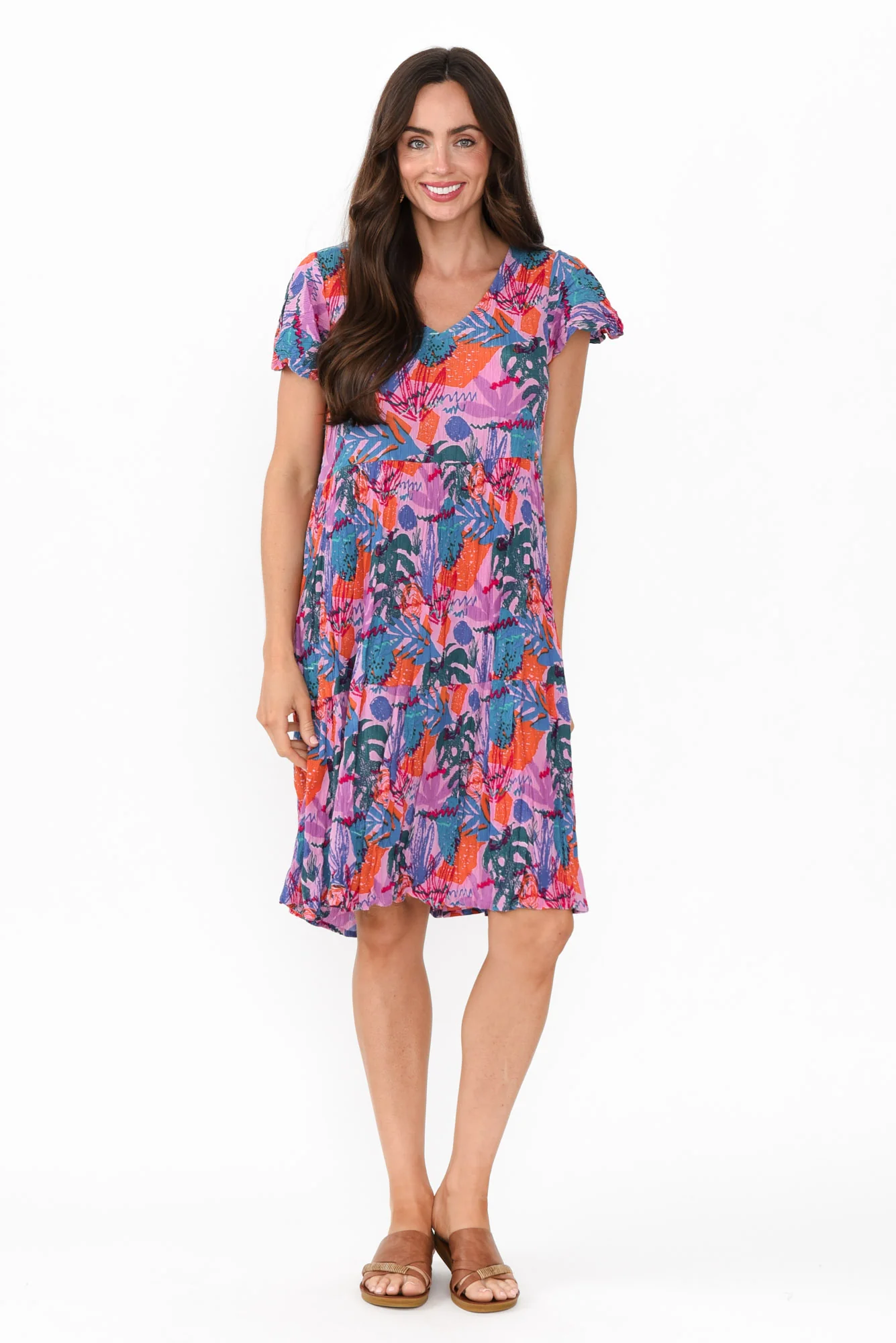 Azalea Purple Bloom Crinkle Dress