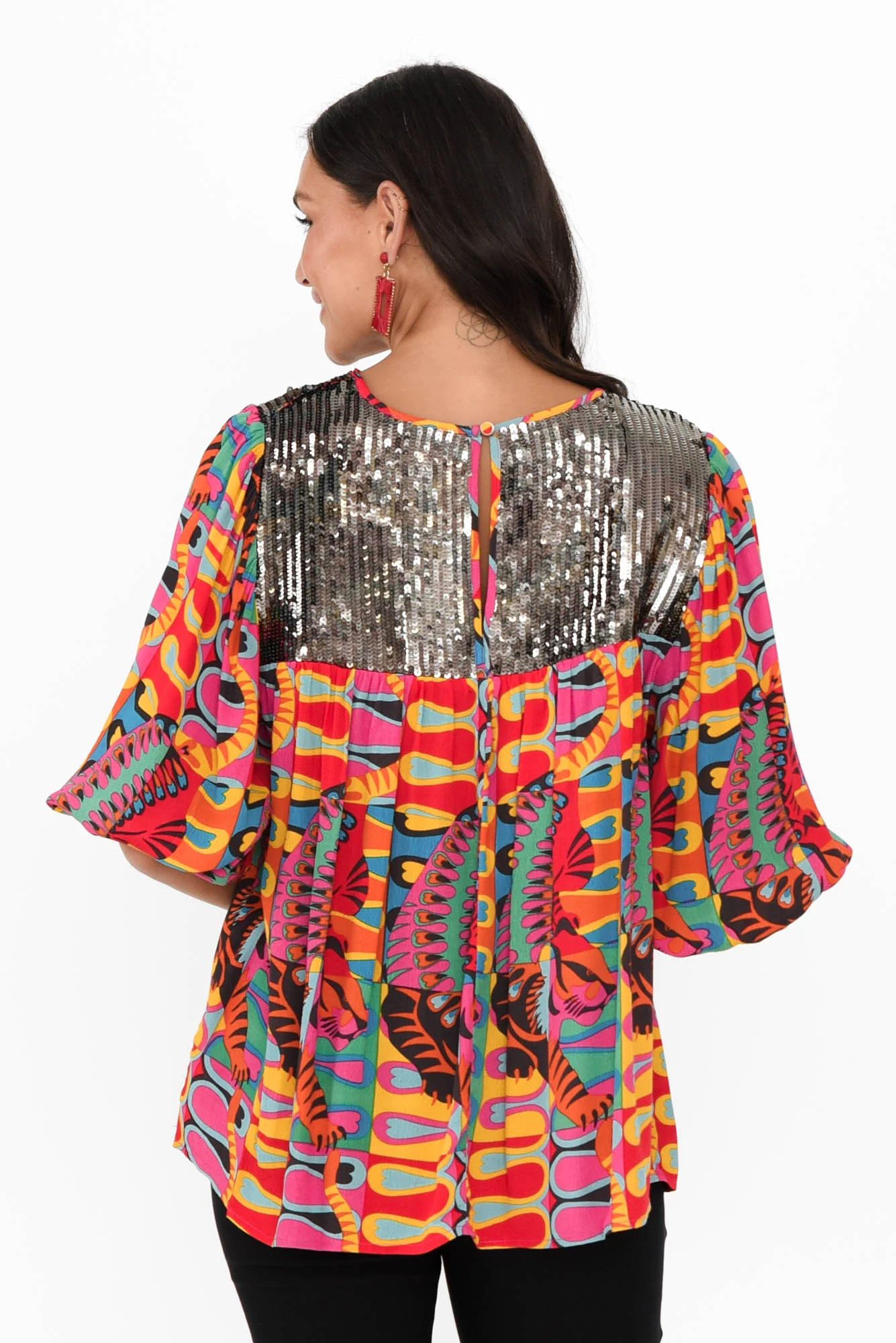 Lady Godiva Pink Abstract Sequin Blouse