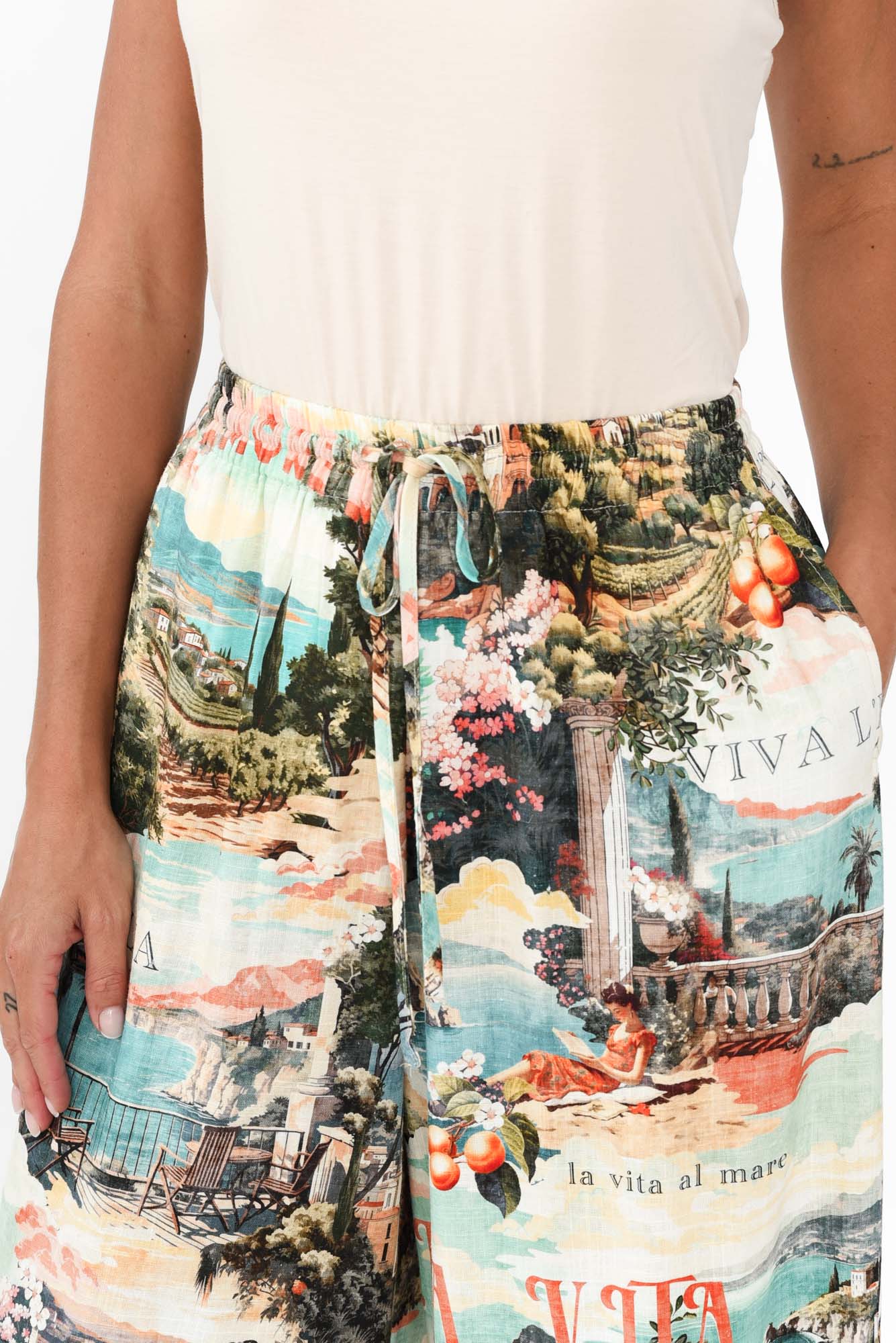 Julius Blue Island Linen Blend Pants