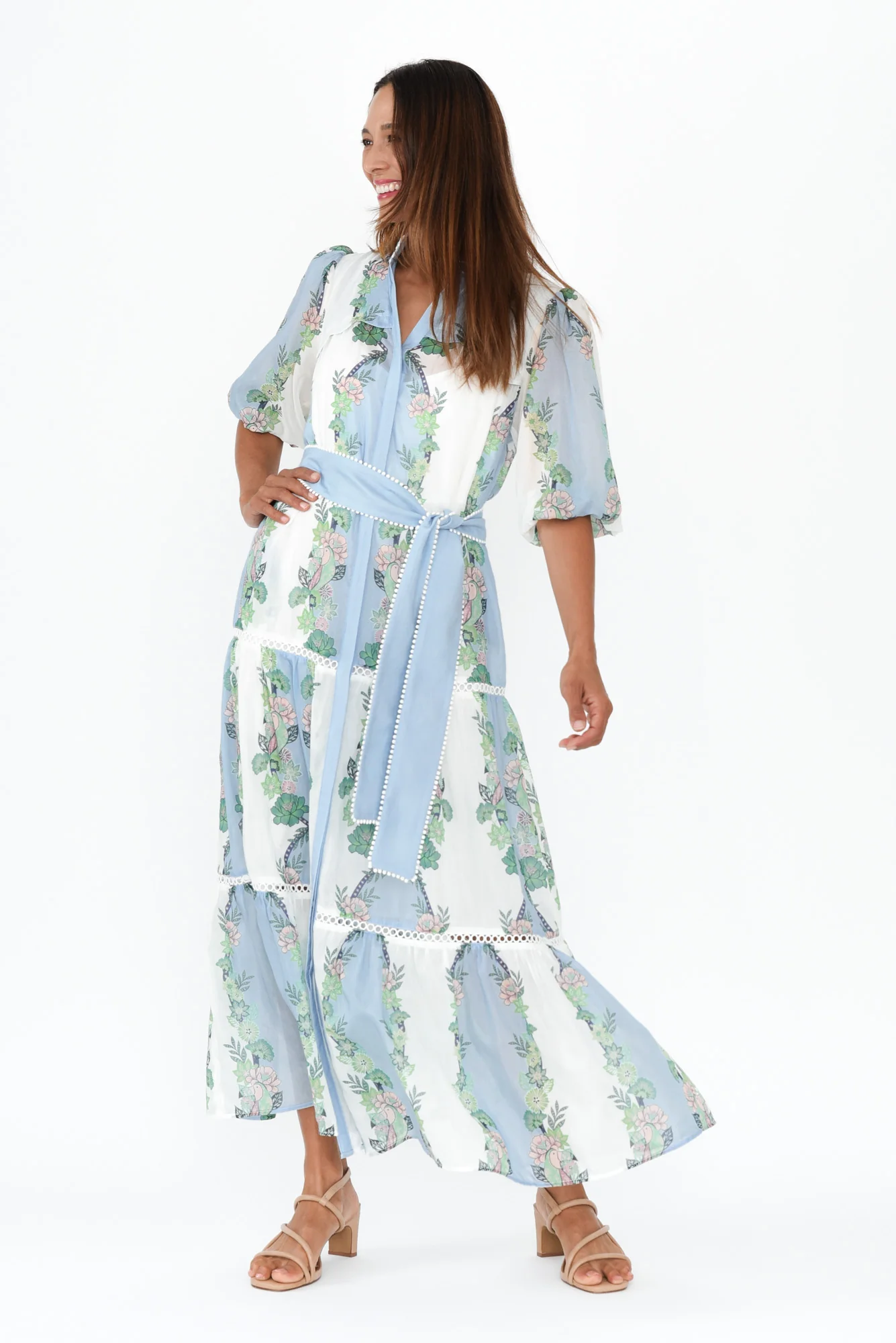 Kaylani Blue Paradise Cotton Silk Dress