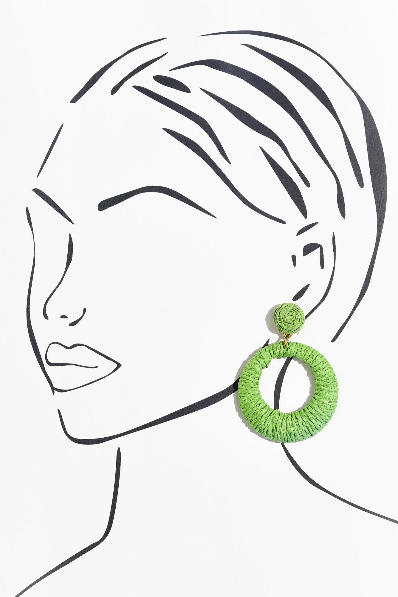 Aveta Green Rattan Disc Earrings