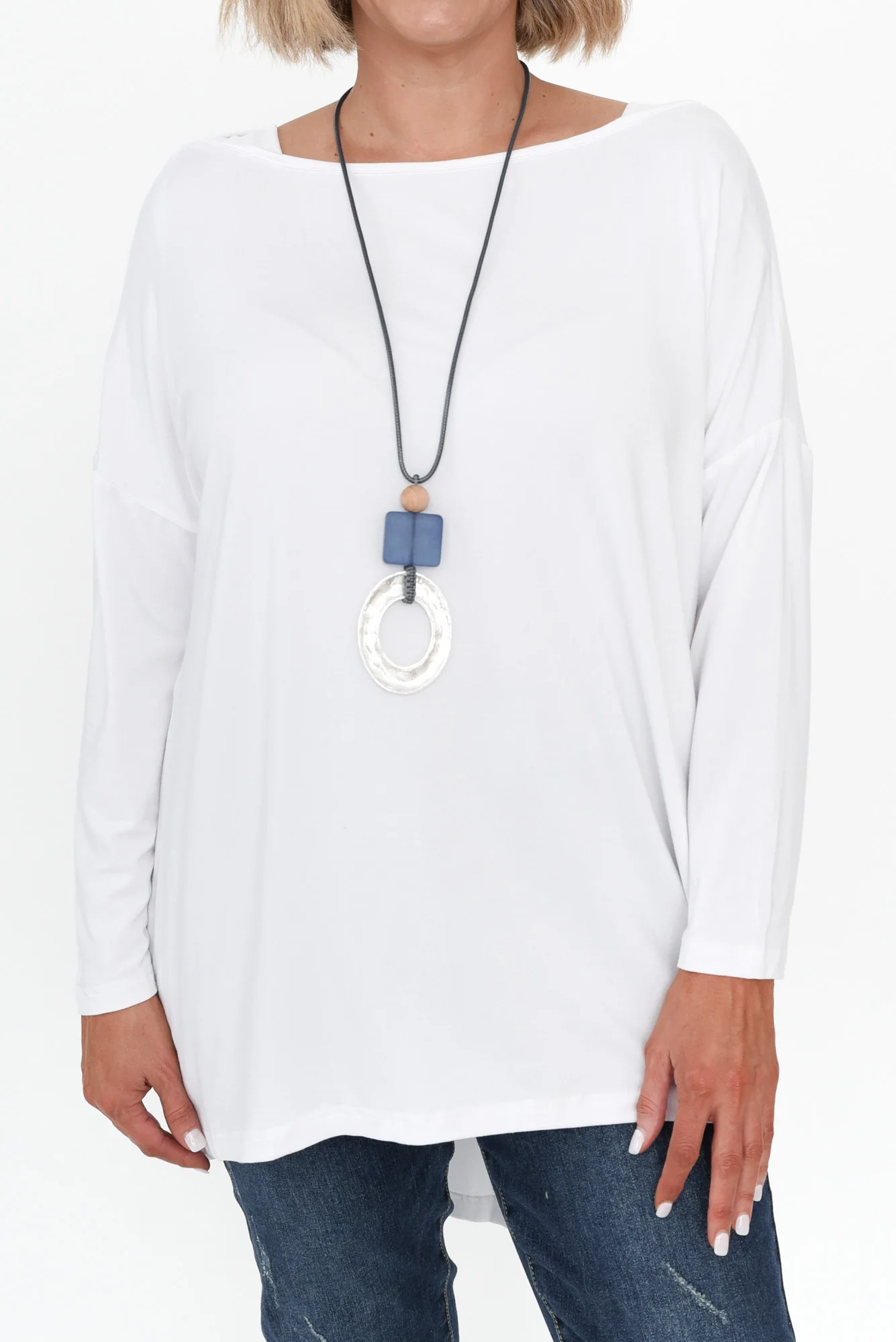 Anakin White Hi Lo Bamboo Top