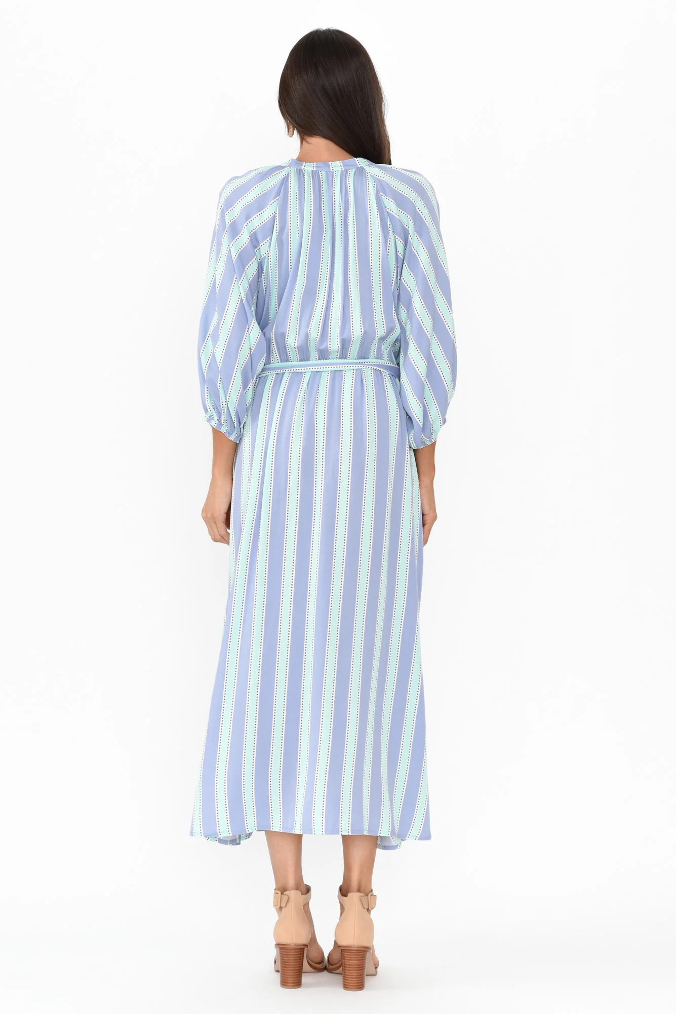 Erina Blue Stripe Tie Dress