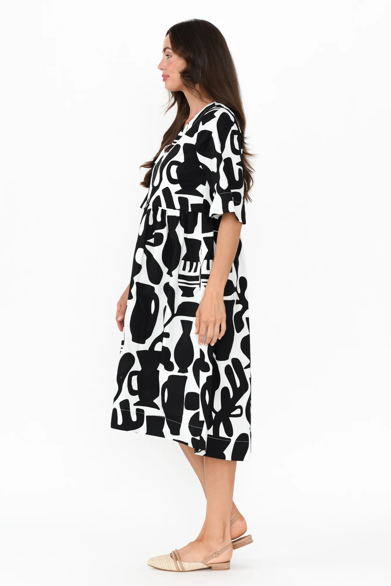 Brightside Black Abstract Cotton Dress