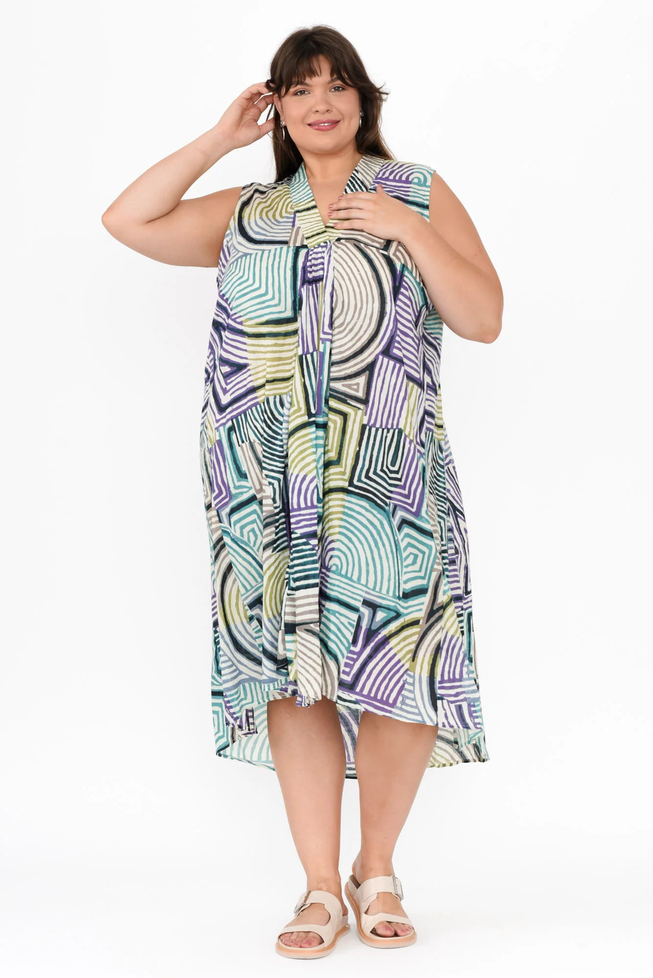 Claudia Green Ripple Cotton Dress