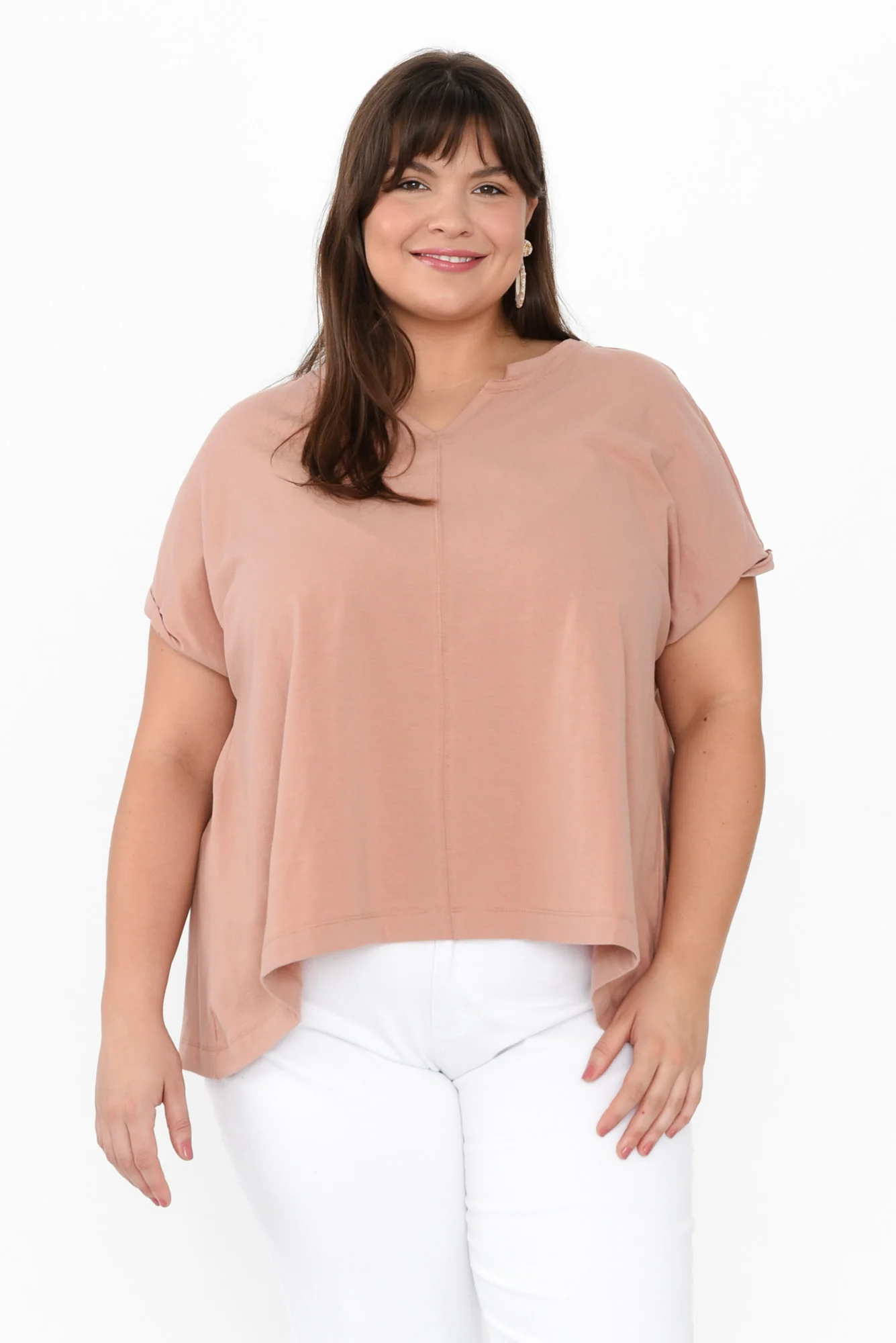 Anabeth Beige Cotton Swing Top