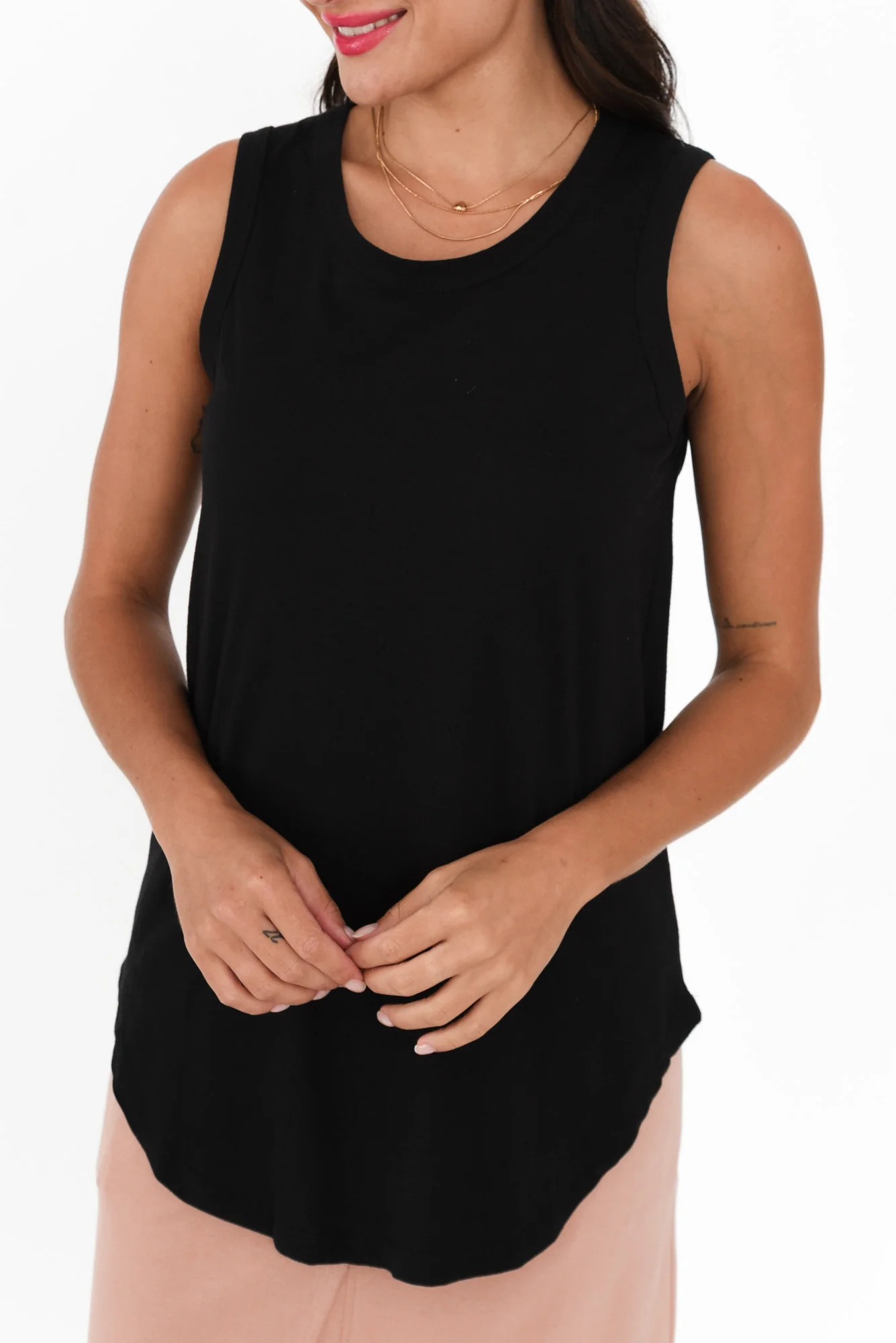 Keira Black Cotton Tank