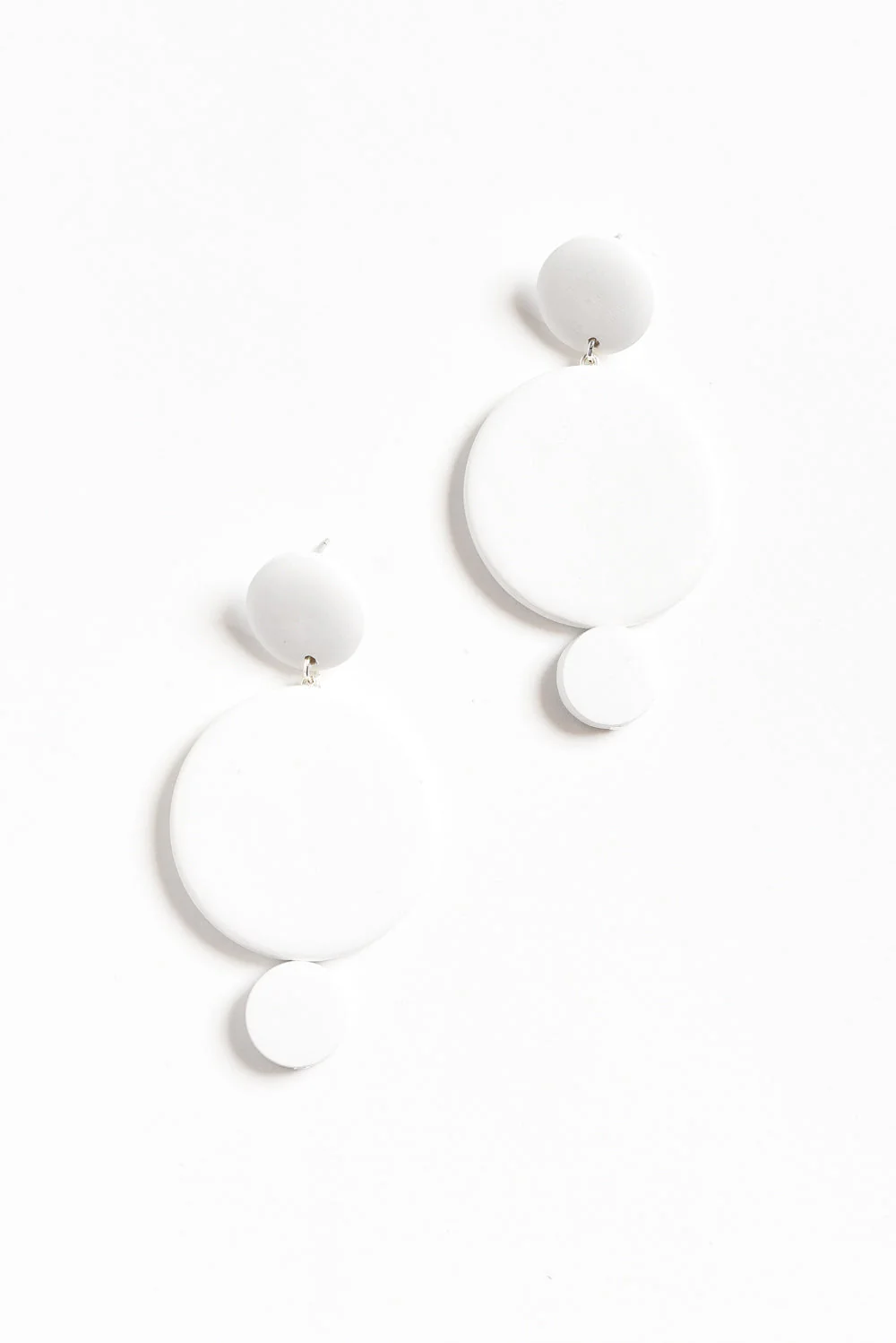 Bernice White Wood Circle Drop Earrings